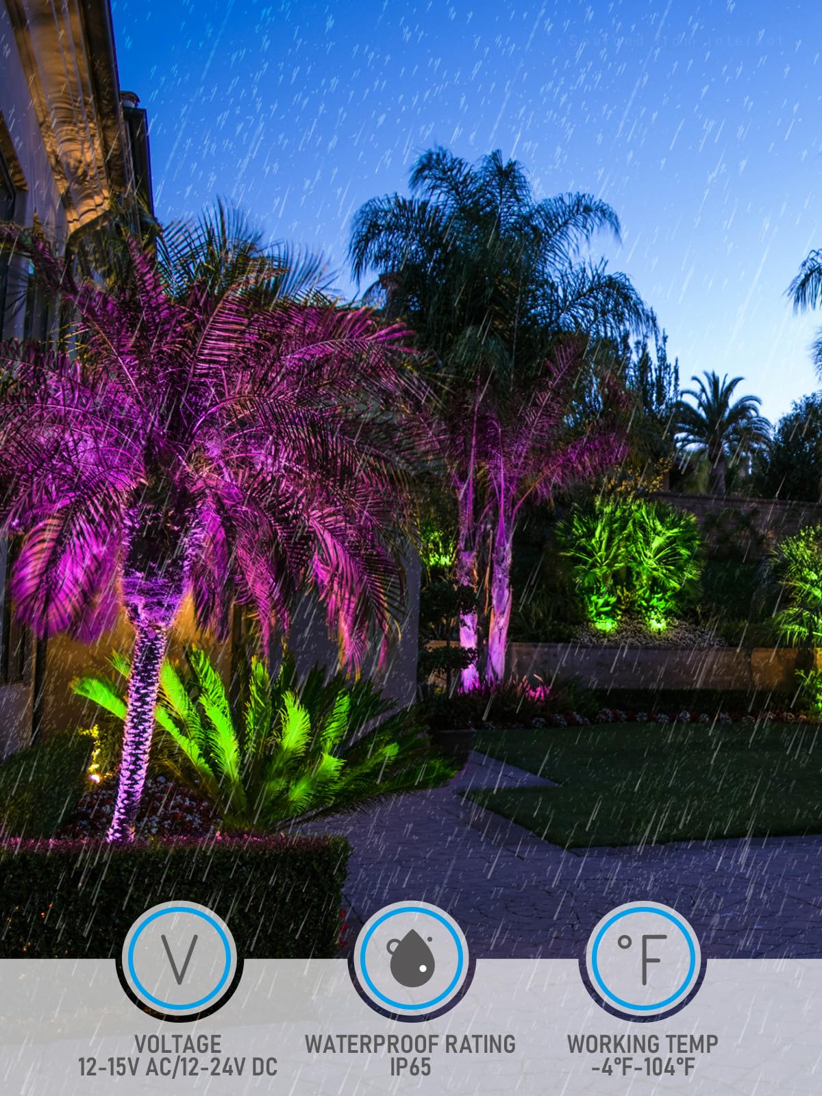 LEONLITE 10W RGB Low Voltage Landscape Lights, Color Changing Uplight, 12V LED, IP65 Waterproof, Pack of 4, Model 32358