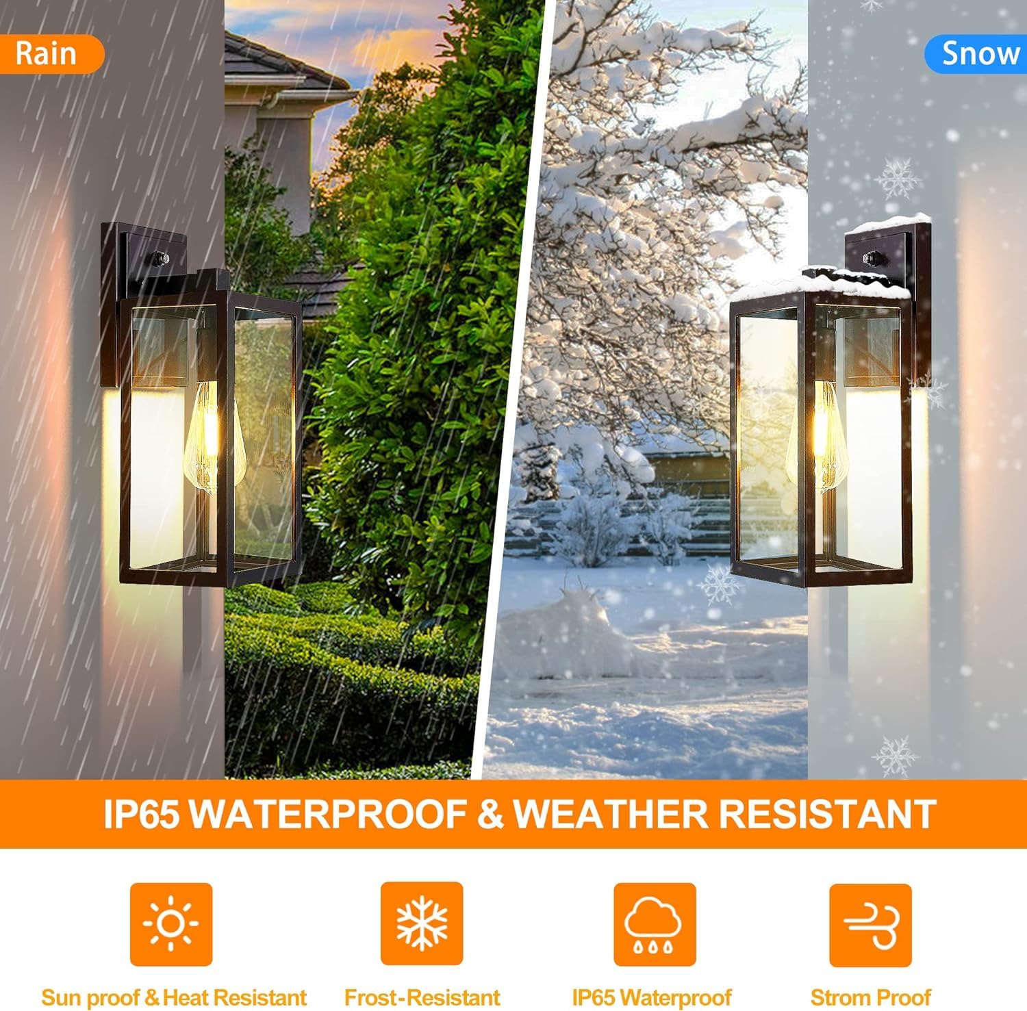 Dusk To Dawn Outdoor Lighting Fixtures For House, Orb Sensor Porch Exterior Lights Wall Mount, Anti-Rust Wall Light, Wall Sconce