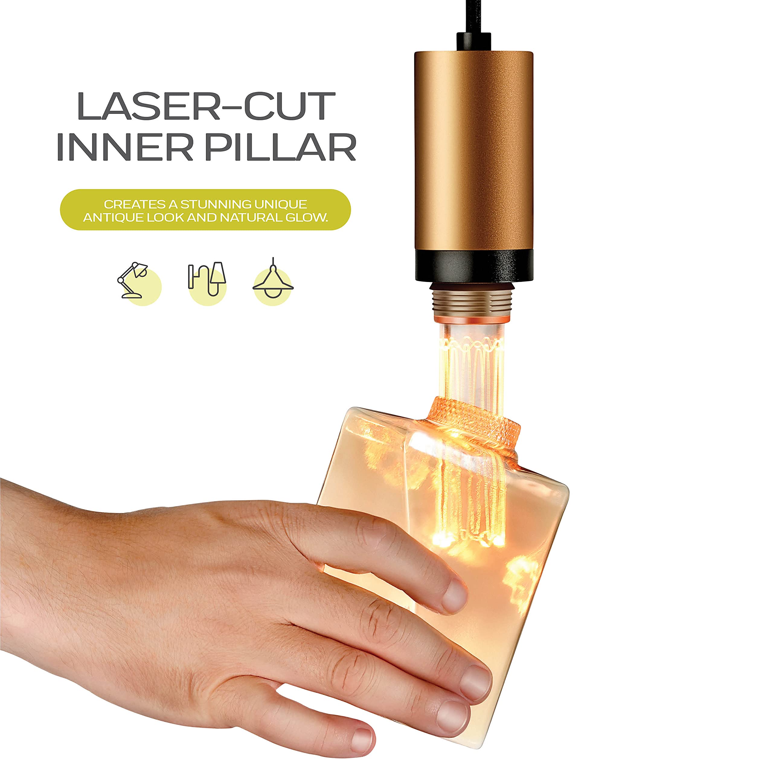 Next Glow LED Decorative Light Bulb, Dimmable E26 Medium Base, Amber Vintage Style, Acrylic, 1 Count, Gold