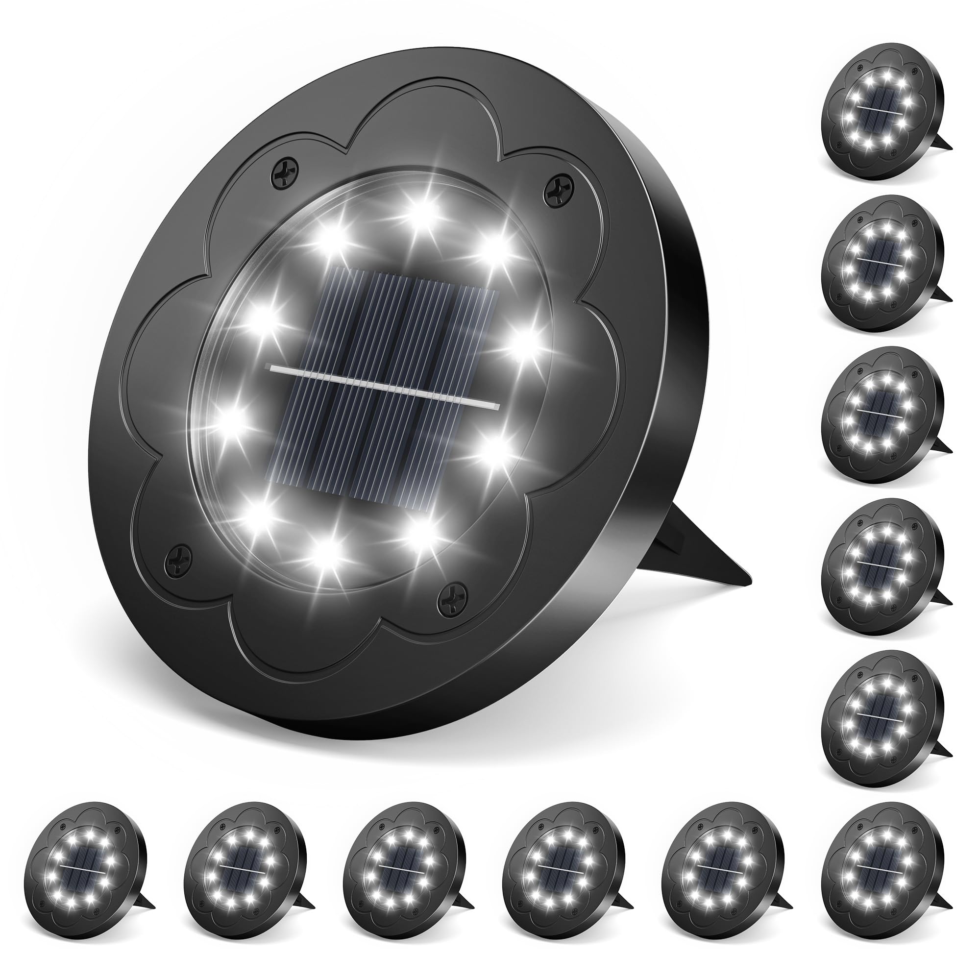 Brightown Solar Lights Outdoor Waterproof, 12 Pack LED In-Ground Lights for Yard, Garden, Pathway, Cold White