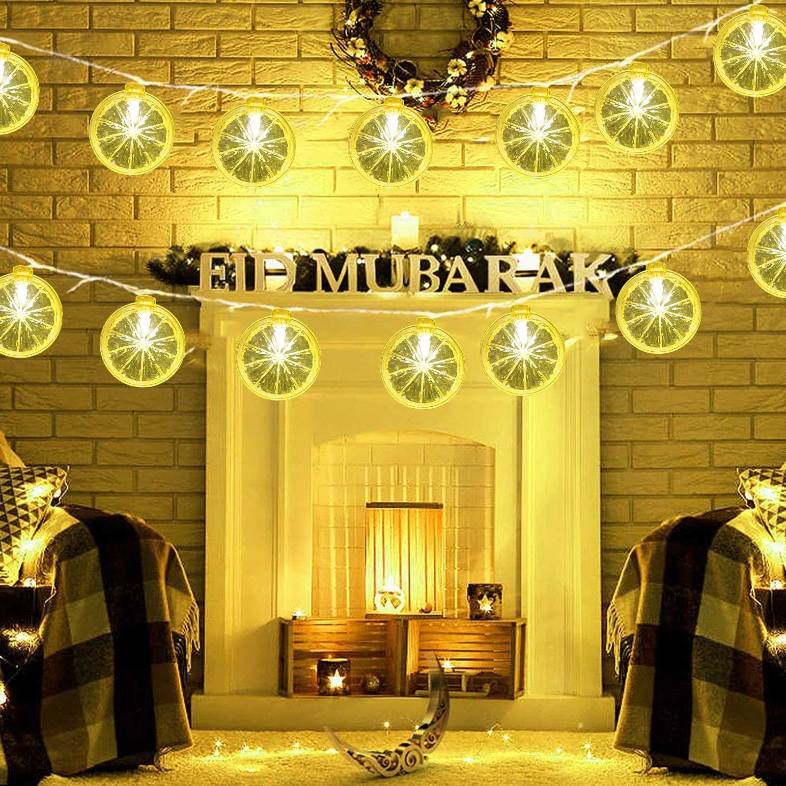 Abeja Lemon Decor String Lights, 8.5Ft Lemon Fairy String Lights With 10 Lemon Slice Lights Plug In Lemon String Lights For Home