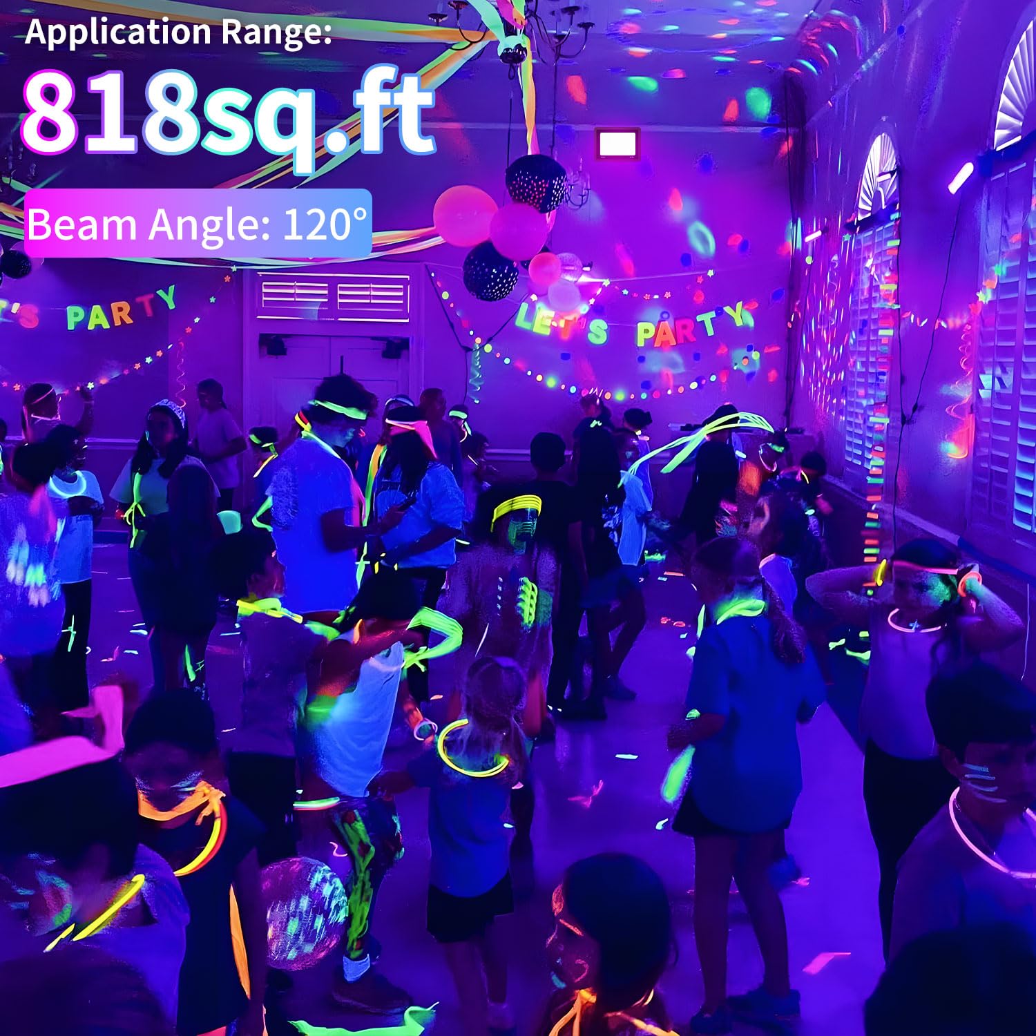 Isuerfy 80W Led Black Light Flood Light, Ip66 Waterproof, 2 Pack For Halloween & Parties