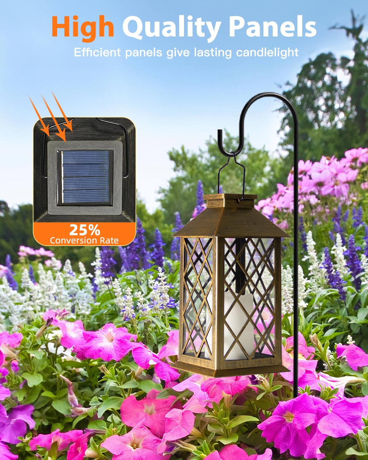 Otdair Solar Lanterns Outdoor Waterproof  2 Pack 14 Solar Lantern With Glass Retro Led Flickering Flameless Candle Lanterns Decorative Outdoor For Gift  Yard  Garden  Patio  Balcony  Brazen