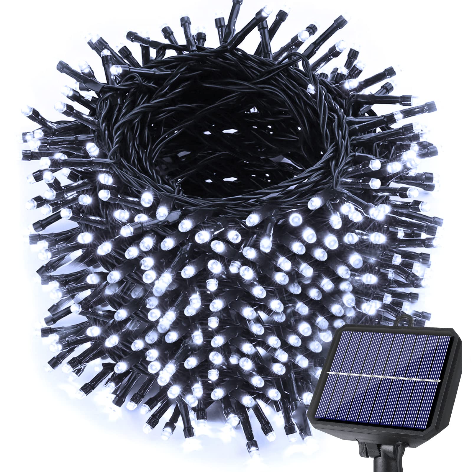 Toodour Solar Christmas Lights, 121ft 350 LED 8 Modes Solar String Lights, Waterproof Solar Outdoor Christmas Lights for Garden,