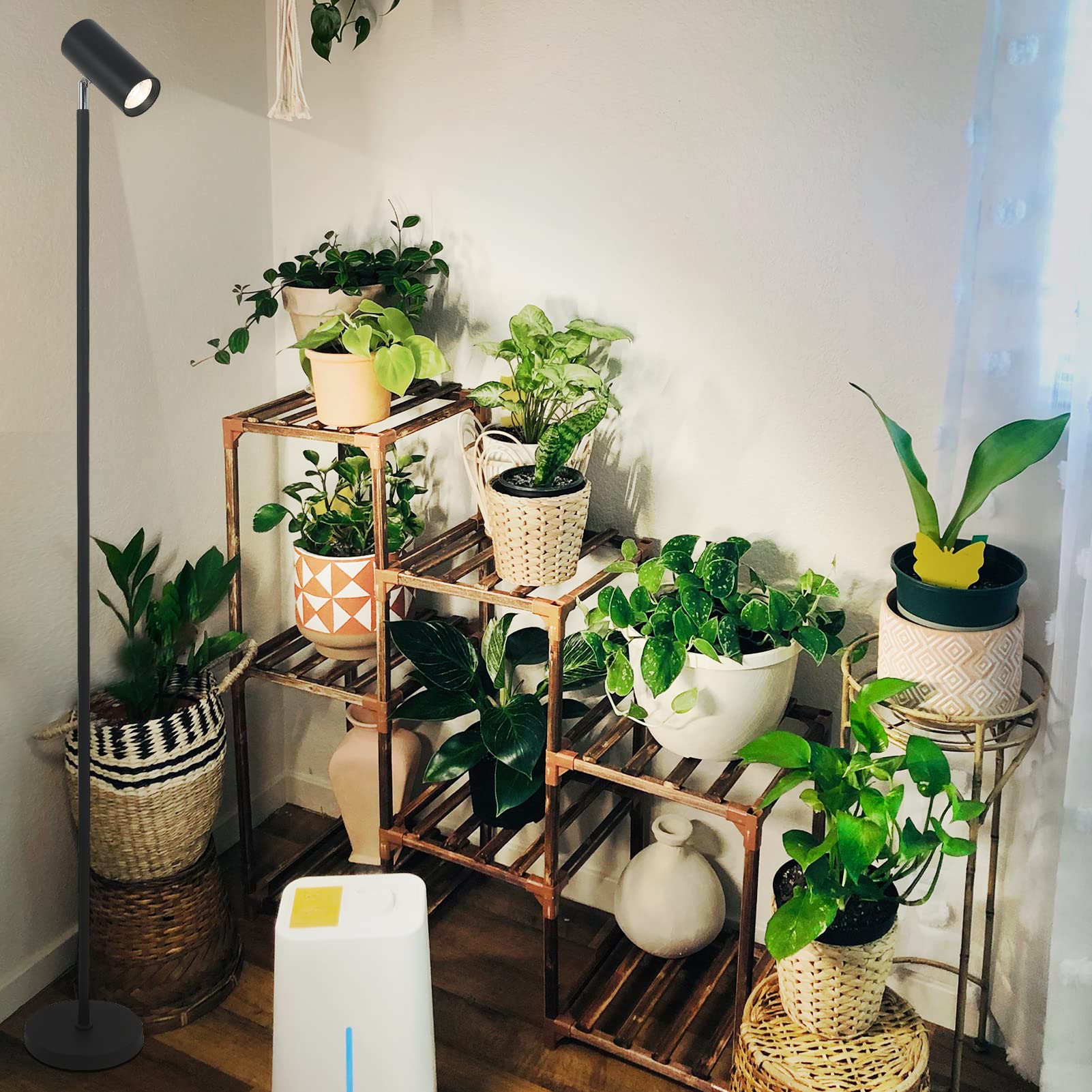 HMVPL Indoor Plant Grow Light Stand, 20W COB Bulb, Black, 4/8/12H Timer, Adjustable Height for Large Seedlings, Model 221106A1