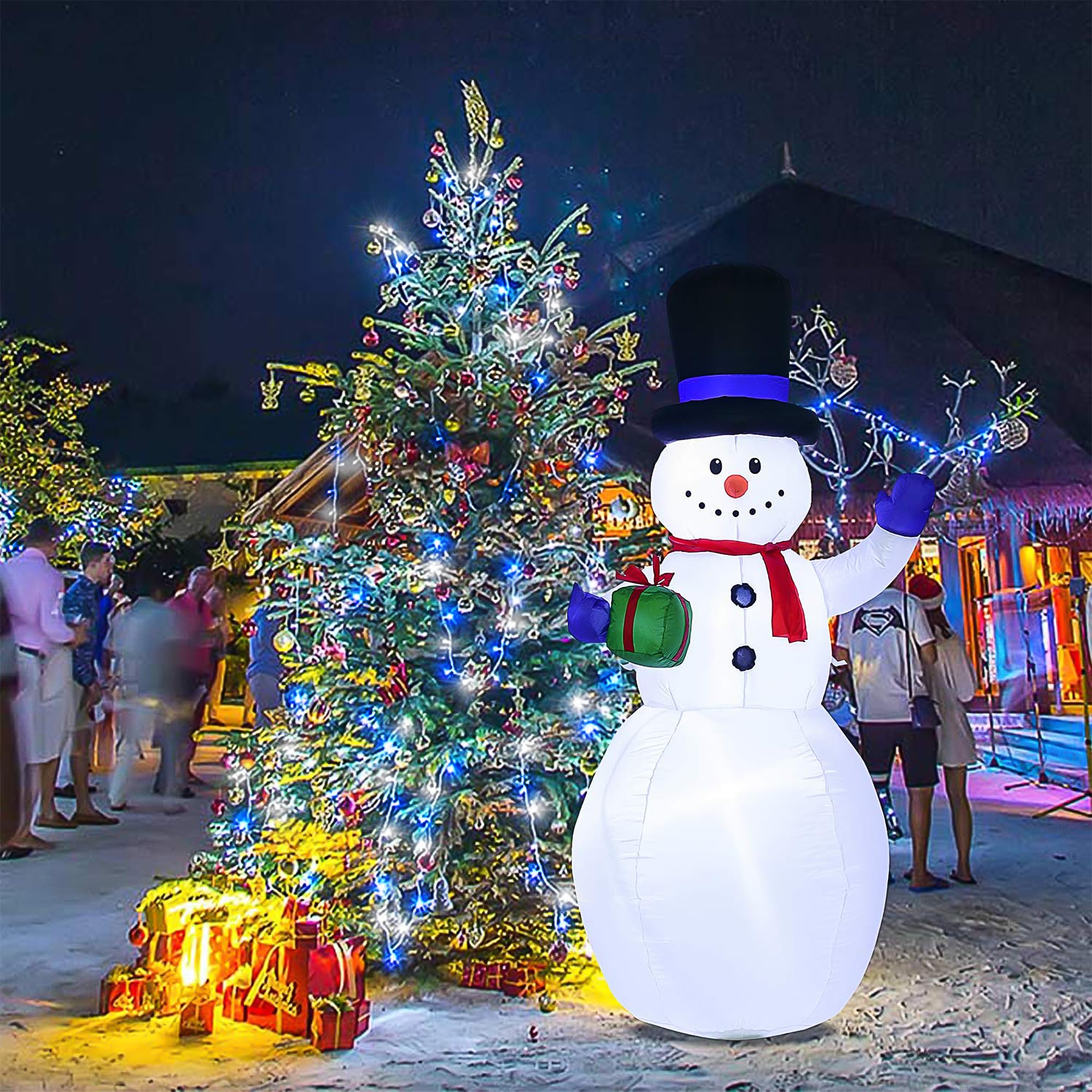 Jmexsuss 500 Led Blue And White Christmas Lights, 8 Modes 163Ft String Lights Plug In With Remote Control, Clear Wire Christmas