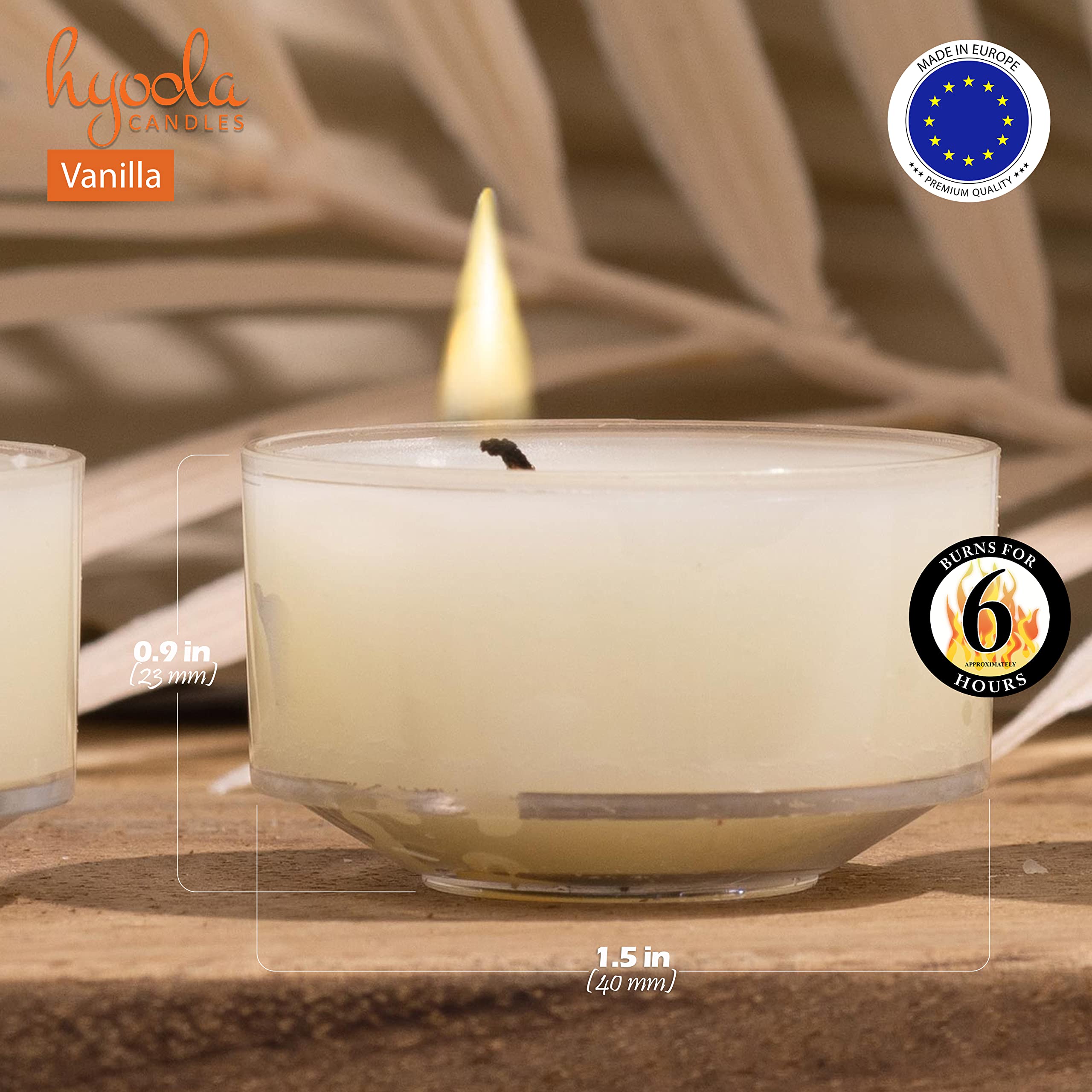 Hyoola Scented Tealight Candles - Clear Cup - Apple Cinnamon Tealight Candles Scented - 6 Hour Burn Time - 15 Pack - European Made