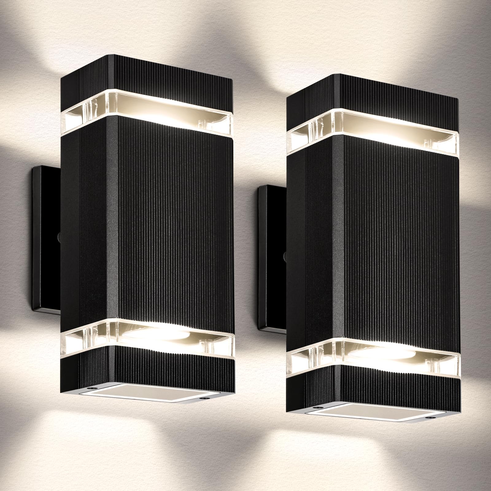 MZLITI LED Modern Outdoor Wall Sconce  IP65 Waterproof Up Down Outdoor Wall Light  Outside Lights for House Quick DIY Install  4000K Exterior Lights Fixture