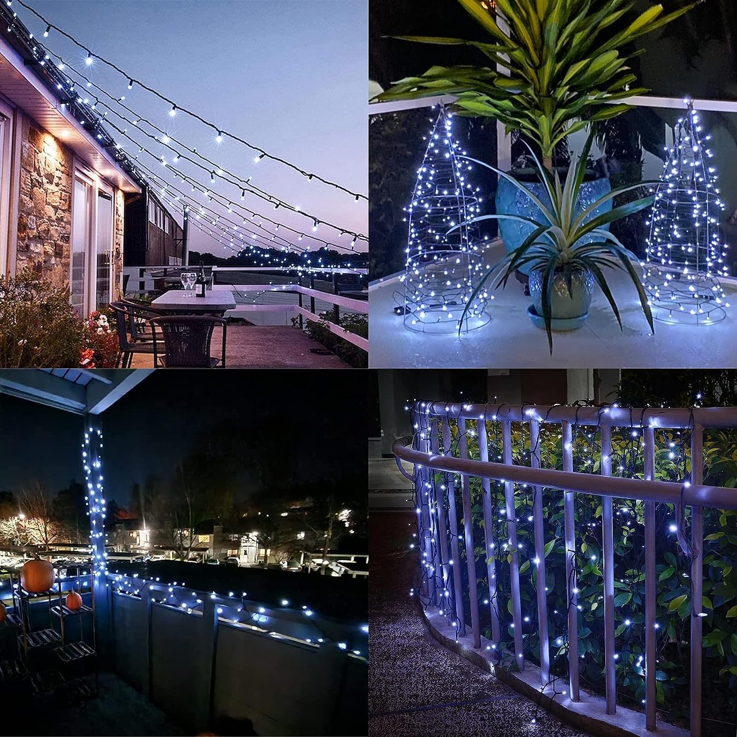 LALAPAO Solar String Lights 400 LED 144FT White Outdoor Waterproof Christmas Lights Model 840