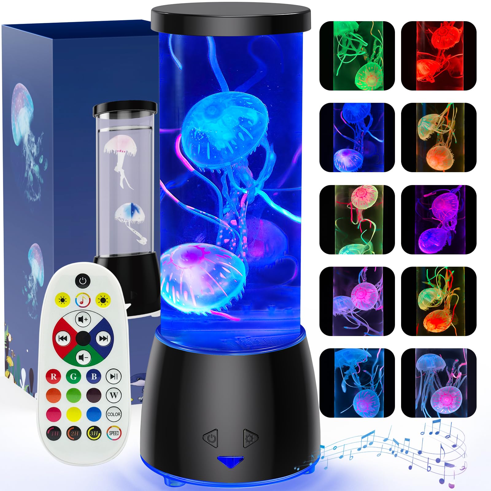 Jellyfish Lamp with Bluetooth Speaker, White Noise, 10 Colors Changing Floating Jelly Fish Light Lamp for Kids Adults LED Multic