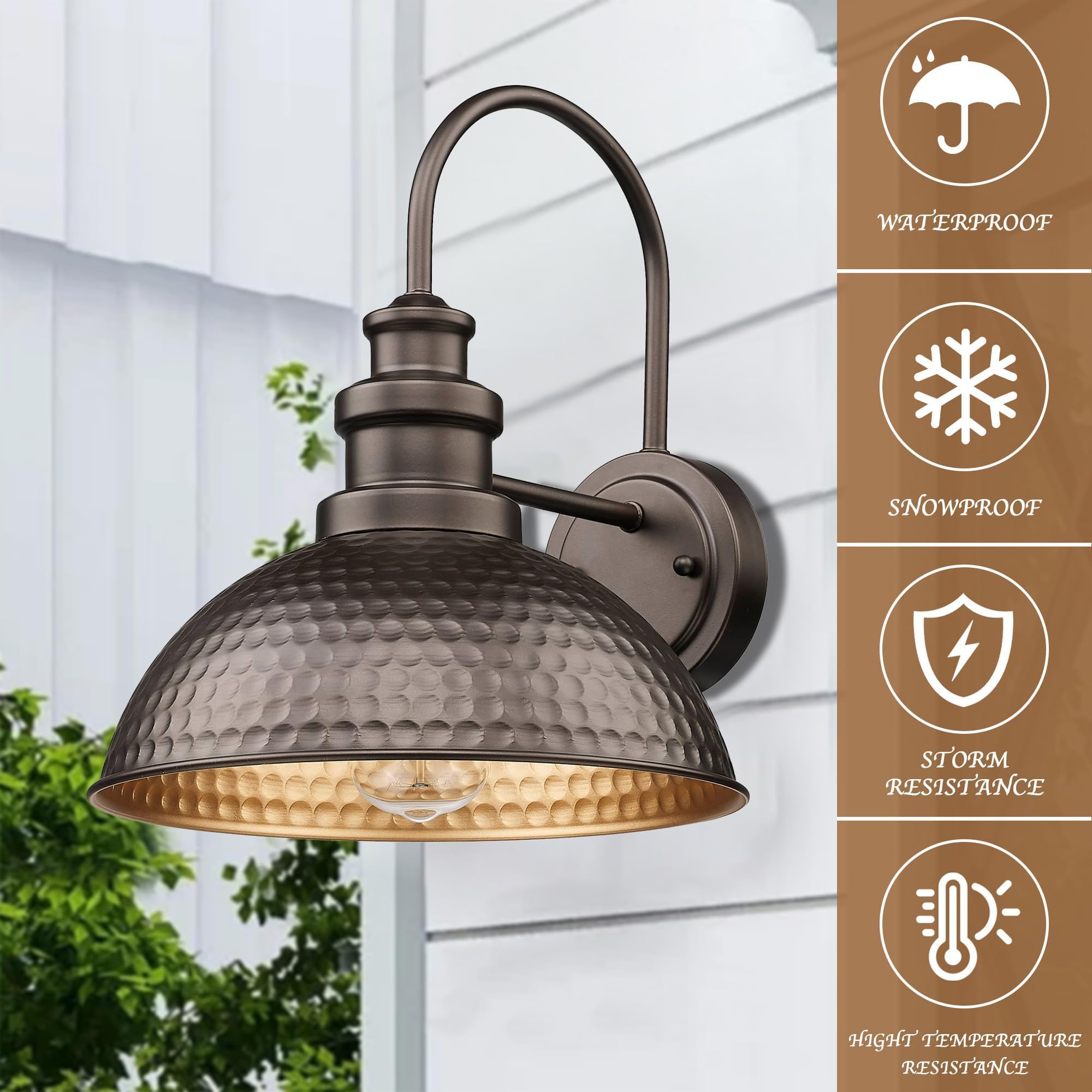 Casia Farmhouse Barn Lights - Rustic Wall Sconce, 2 Pack Oil Rubbed Bronze Outdoor Lighting Fixture