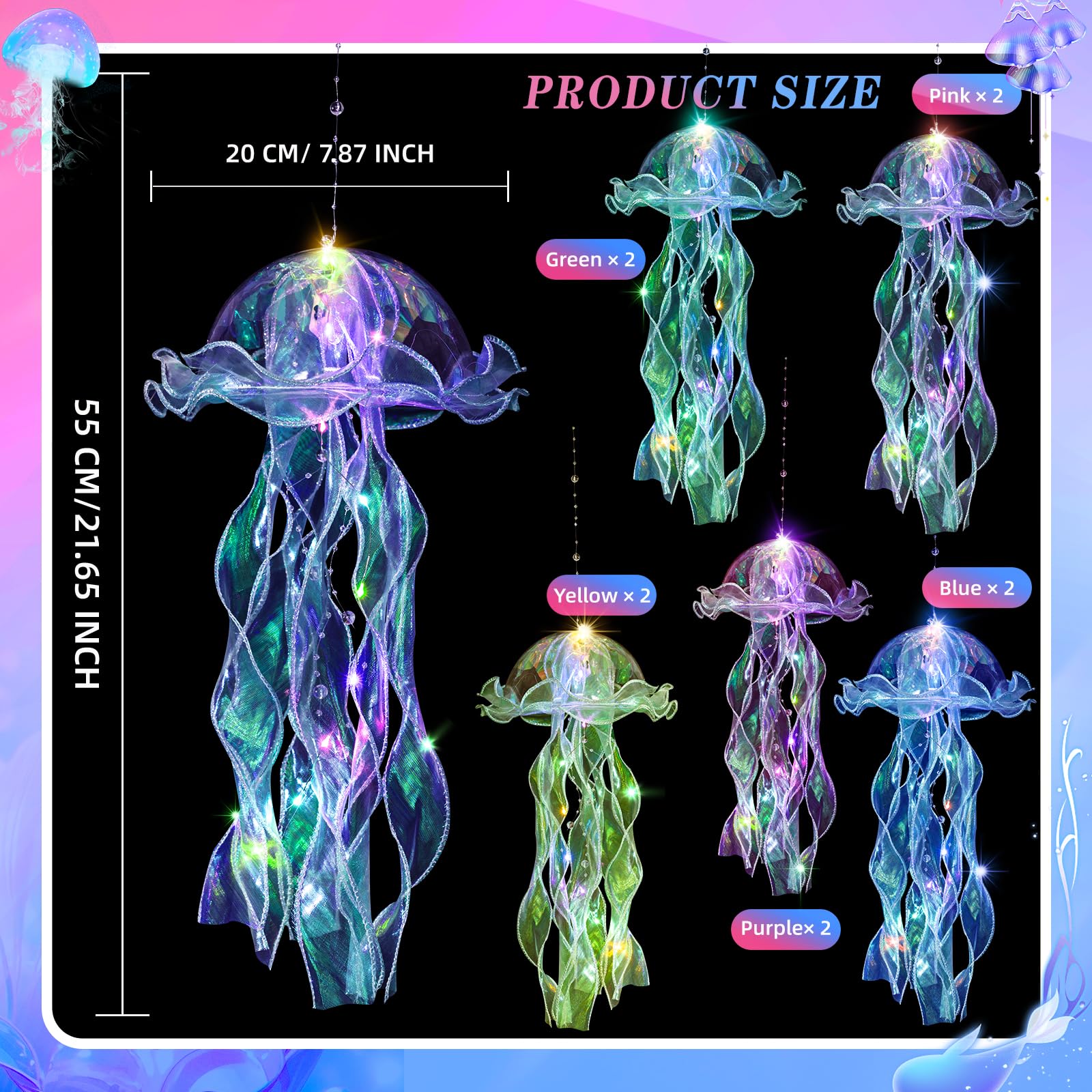 Awatin Jellyfish Decor, 10 Pcs Jellyfish Lanterns - Hanging Jelly Fish Decoration For Mermaid Theme Party & Under The Sea Party