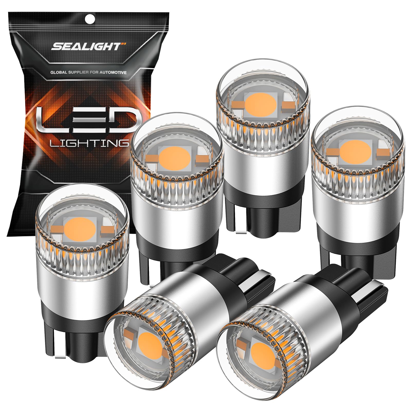 Sealight 194 Led Light Bulbs Amber & Yellow, W5W 168 2825 T10 Car Interior Light Bulb Replacement For License Plate Light, Dome
