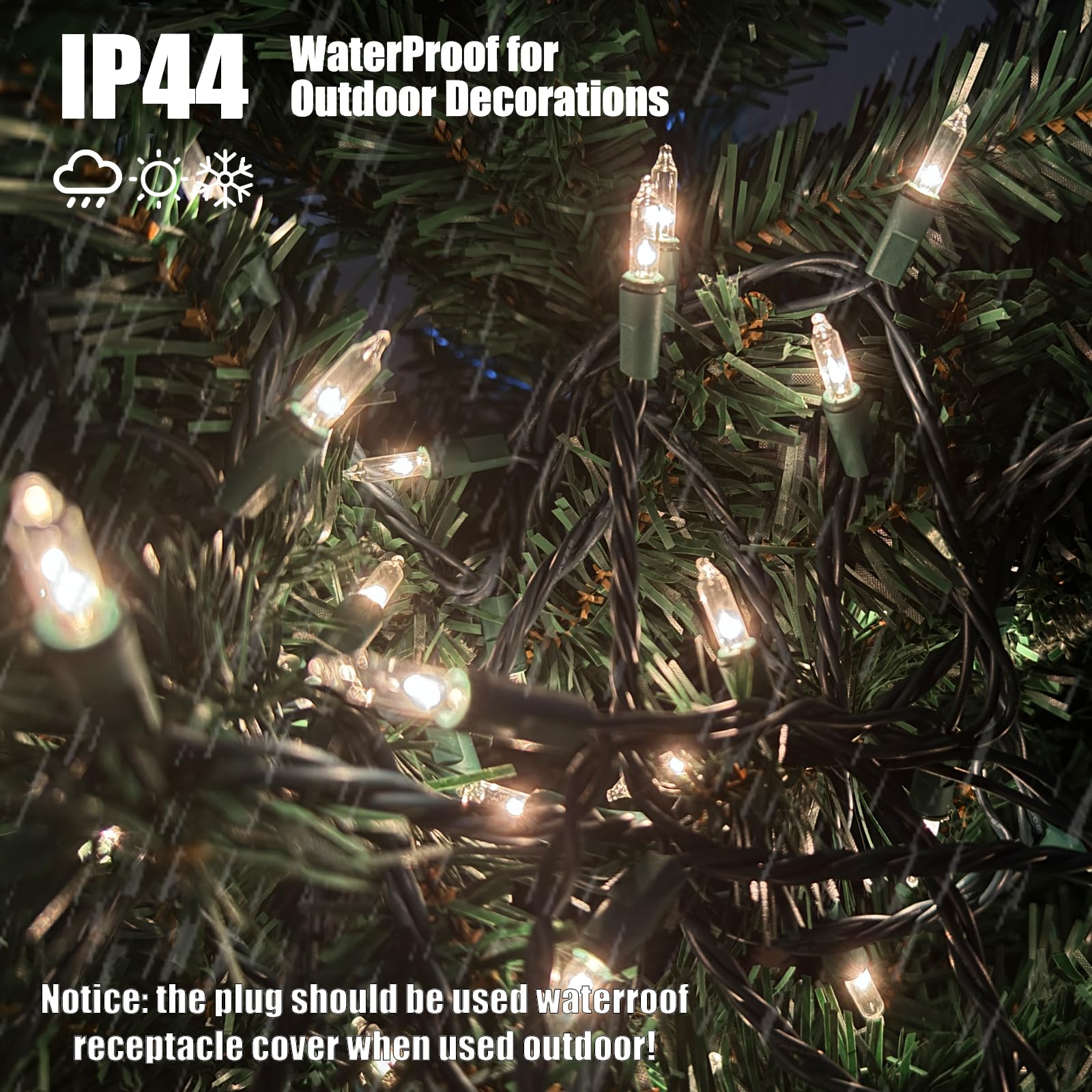 Hishiny Christmas Lights 100 Count Clear Christmas Tree Lights String With Green Wire For Outdoor Indoor Christmas Decorations Wedding Decorations Valentines Day Decor Ul Certified (21Feet)