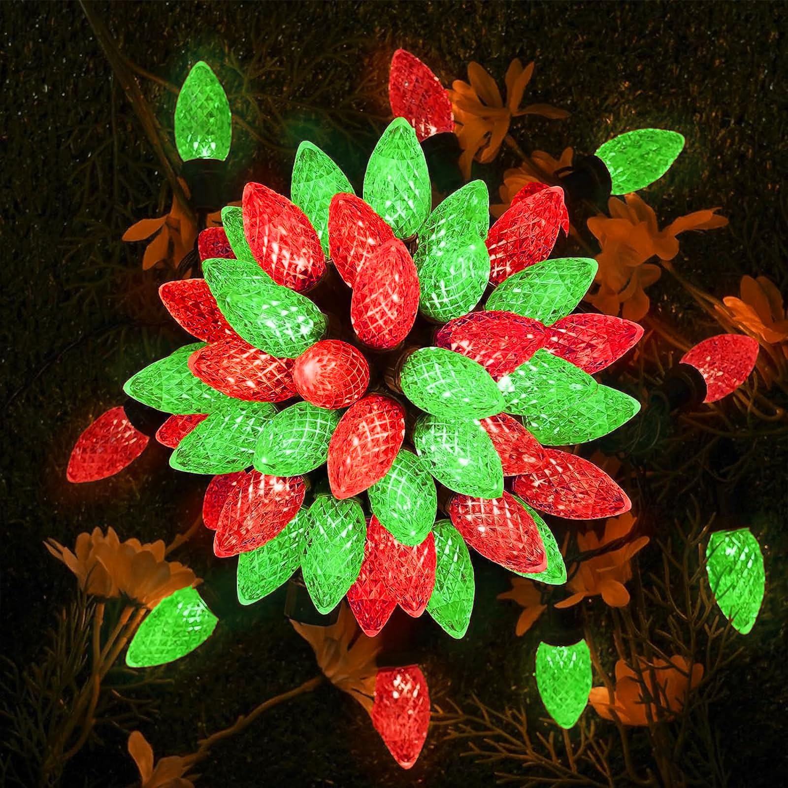 Kaq 2Pk 100Led Red And Green C9 Christmas Lights Waterproof Indoor Outdoor  Extendable 98Ft String Lights Plug In With 13 Lighting Modes  C9 Christmas Decorations For Party Patio  Outside Yard Decor