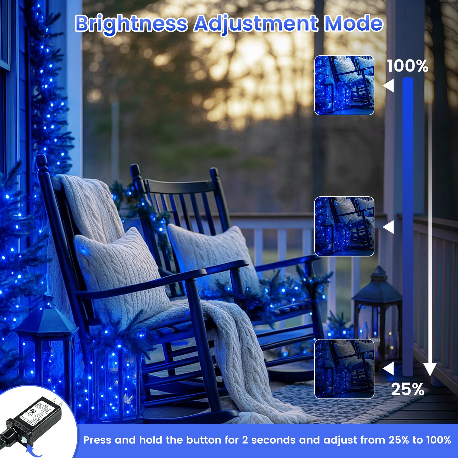 SANJICHA 200 LED String Lights, 66FT Blue Waterproof Twinkle Fairy Lights for Indoor Outdoor Decor, Christmas, Halloween, Wedding