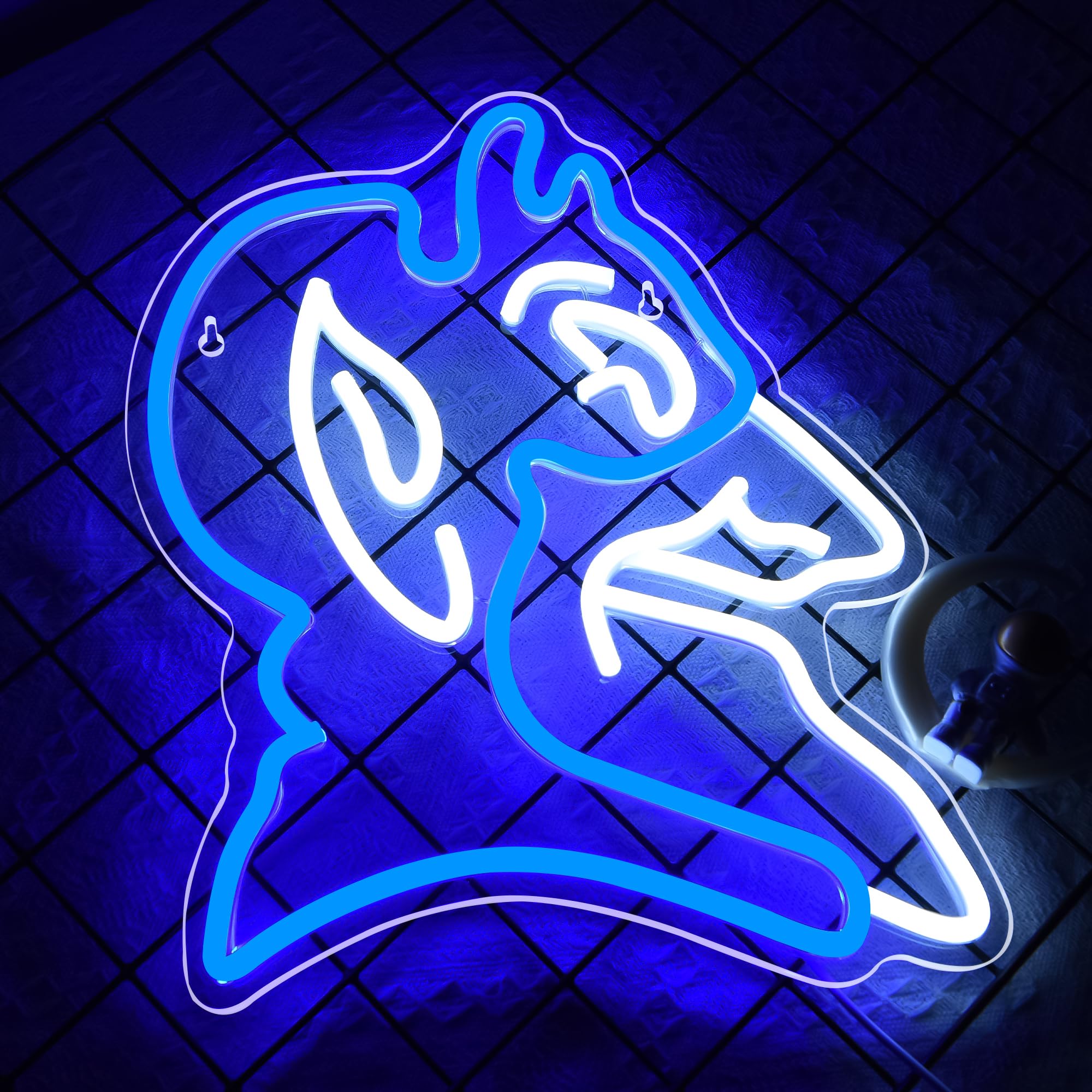 FTMGGDG University Basketball Neon Sign LED Wall Decor, 13.8x10.9 inches, Acrylic, D-Blue & White, Model FMXD1002