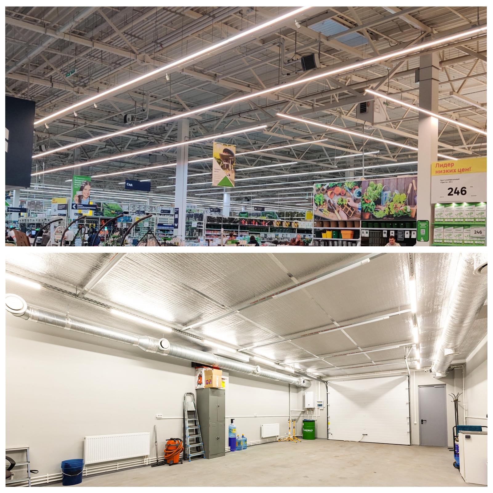 SHOPLED LED Shop Light 8FT, 72W 5000K Daylight White, 9360LM Clear Cover, V Shape, T8 LED Tube Light Fixture, High Output, 8 Foo