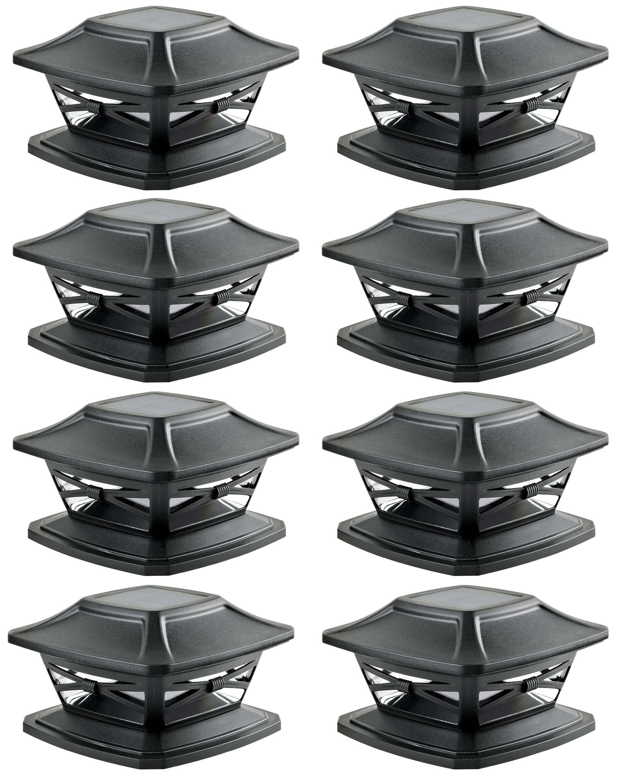 Davinci Lighting Flexfit Solar Outdoor Post Cap Lights - Includes Bases for 4x4 5x5 6x6 Wooden Posts - Bright LED Light - Slate 