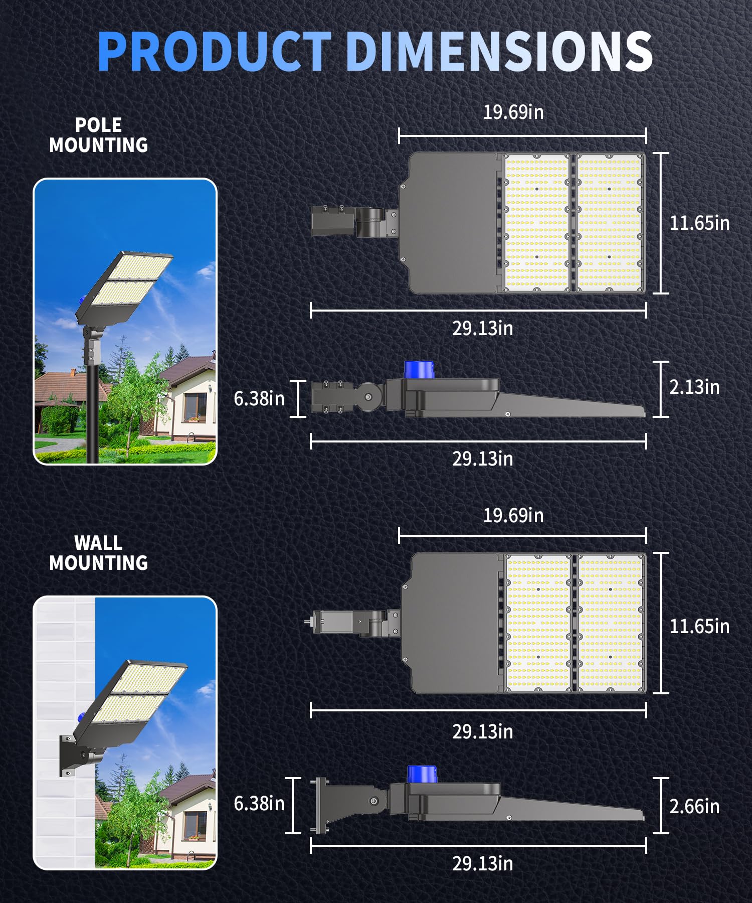 Dimgogo 300W LED Parking Lot Light, 45,000LM, Dusk to Dawn, IP66 Waterproof, Slip Fitter Mount, 6500K, Commercial Security Lighting