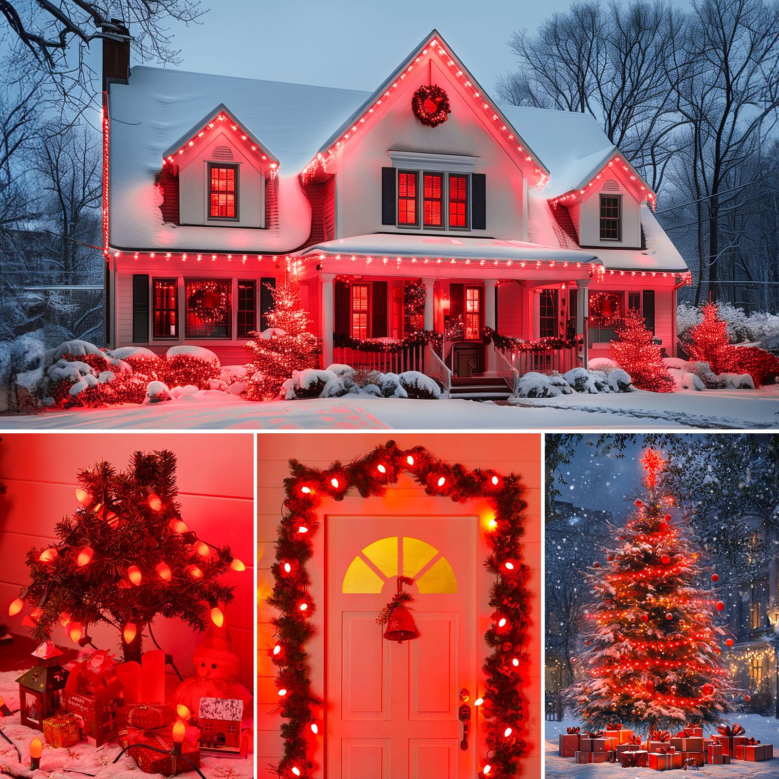 Brightown 25 Pack C9 Red Lights, C9 Replacement Light Bulb For Christmas Lighting, E17 Intermediate Base, 7 Watt