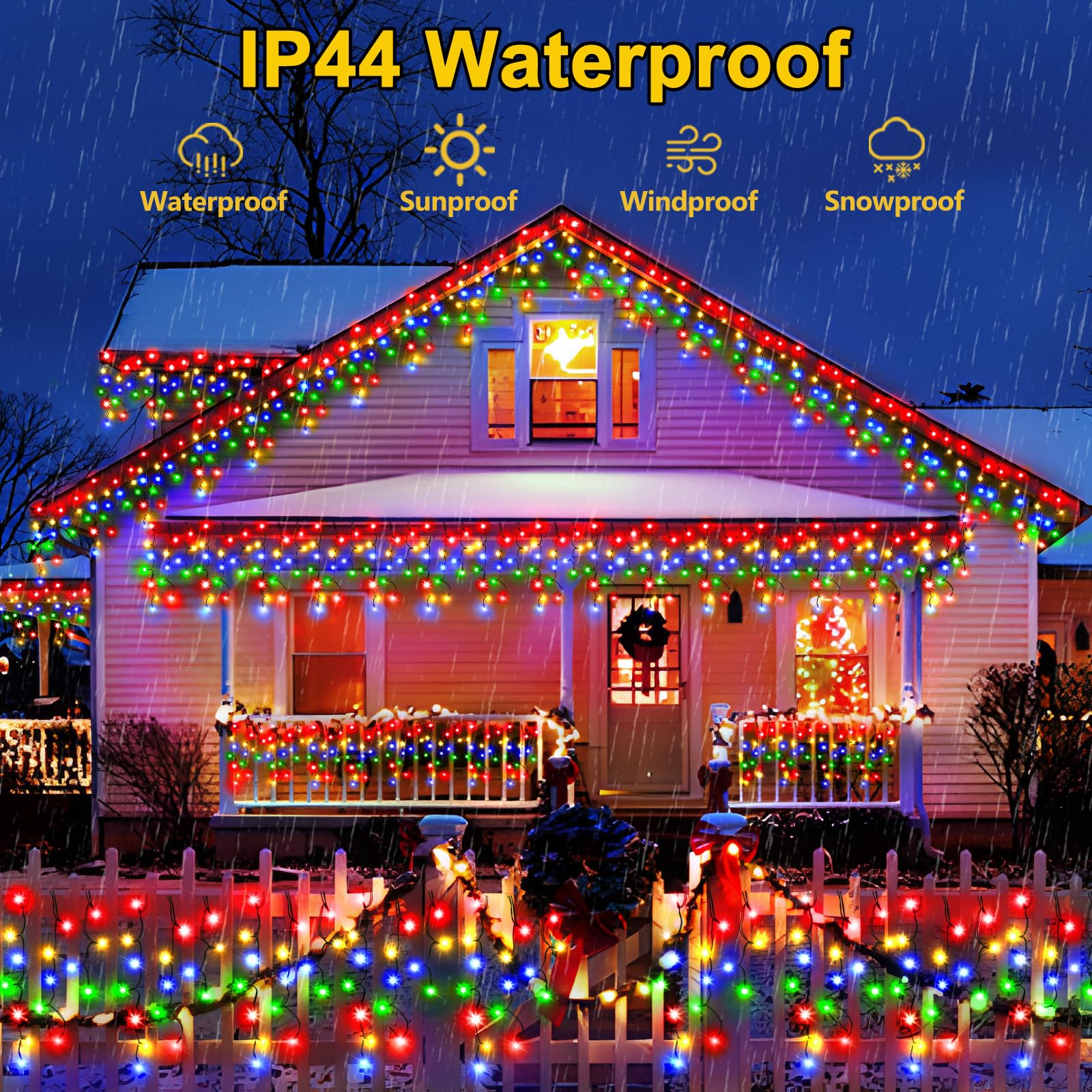 Hezbjiti 400Led Christmas Lights Outdoor 33Ft Icicle Lights Dark Green Wire Led Icicle Lights Outdoor With 8 Modes 75 Drops Fair