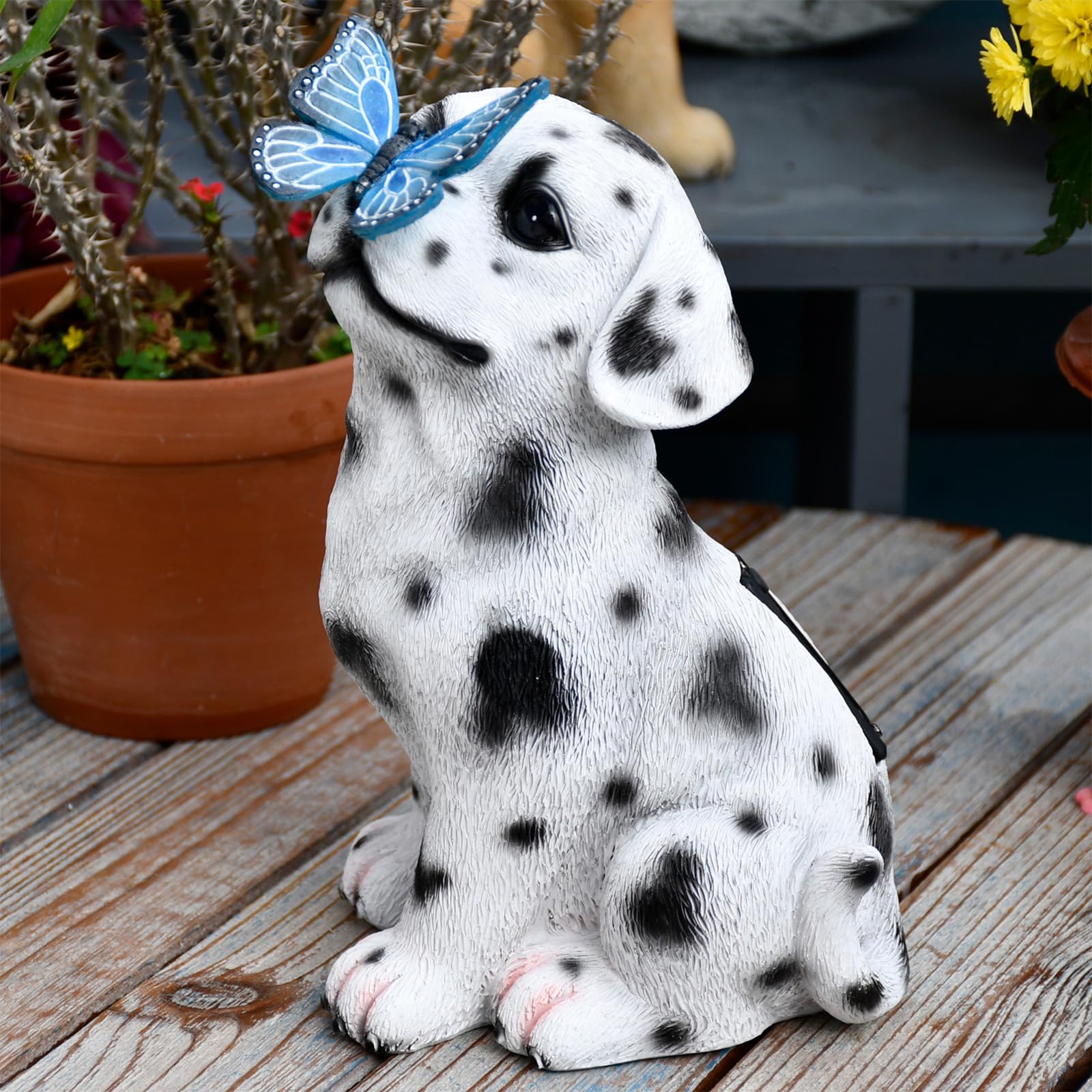 Cat Garden Figurines Outdoor Decor Solar Statue with LED Lights for Patio Lawn Yard Art Decoration Housewarming Garden Gift (Ora