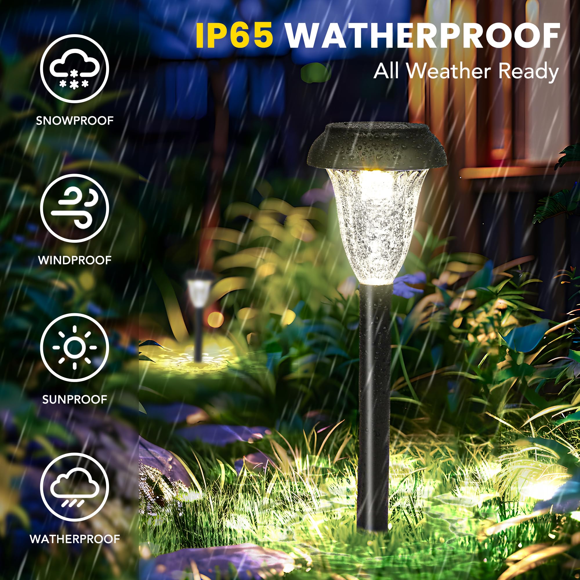 Gigalumi 12 Pack Solar Lights Outdoor Waterproof, Cool White Pathway Lights Solar Powered, Landscape Lighting, Solar Garden Ligh