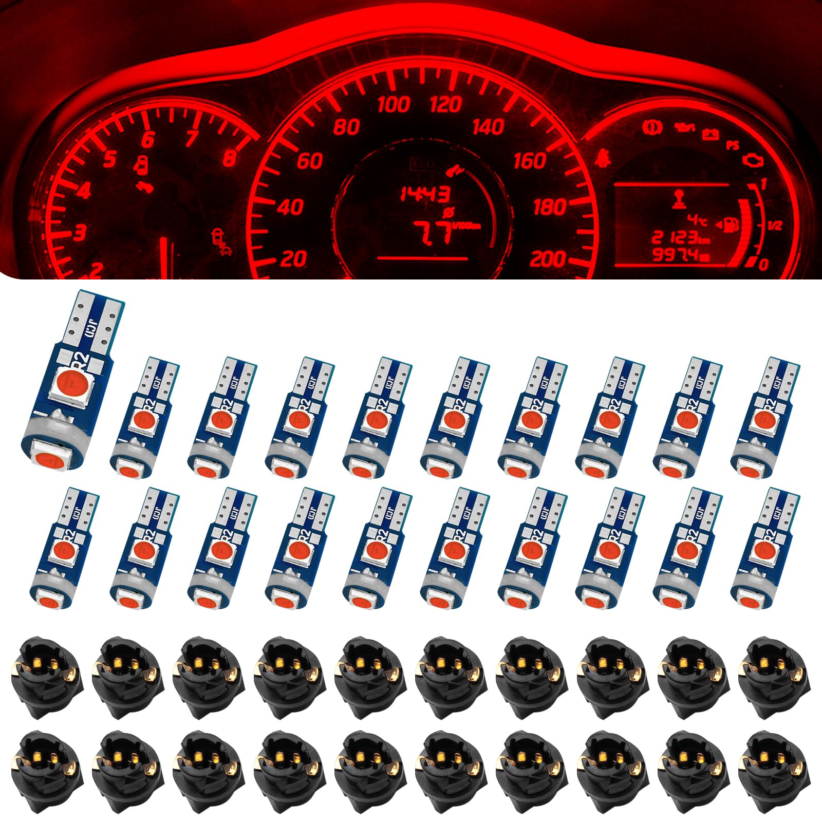 Damwot 74 Led Bulb Dash Lights Super Bright, T5 37 74 Led Bulb With Twist Lock Socket Pc74 Pc37, Dashboard Lights, Instrument Cl