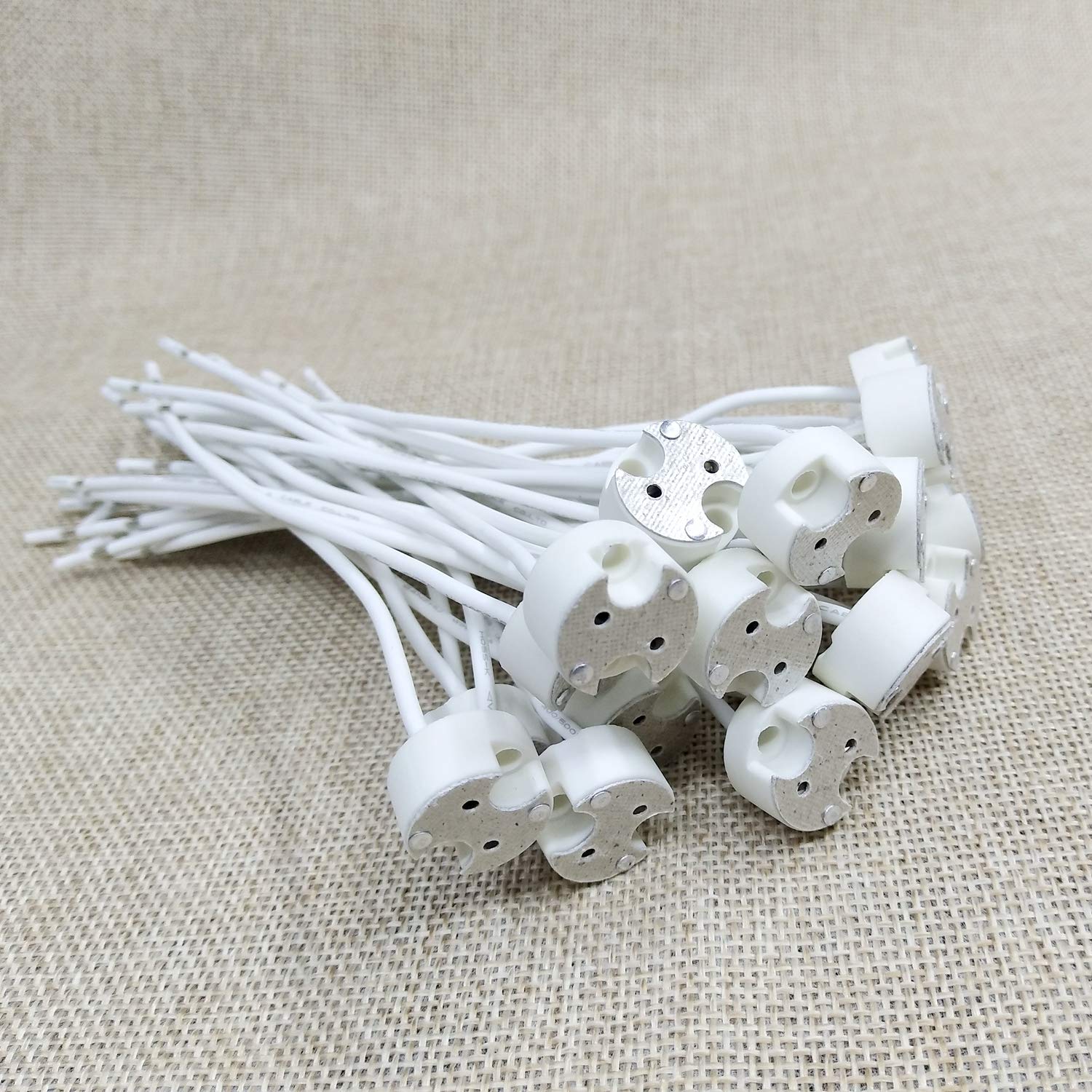 20 Pcs G8 Base Porcelain Halogen Socket G8 Led Light Bulb Ceramic Socket With 6'' Leads Wire Connector For Retrofit Halogen Ligh