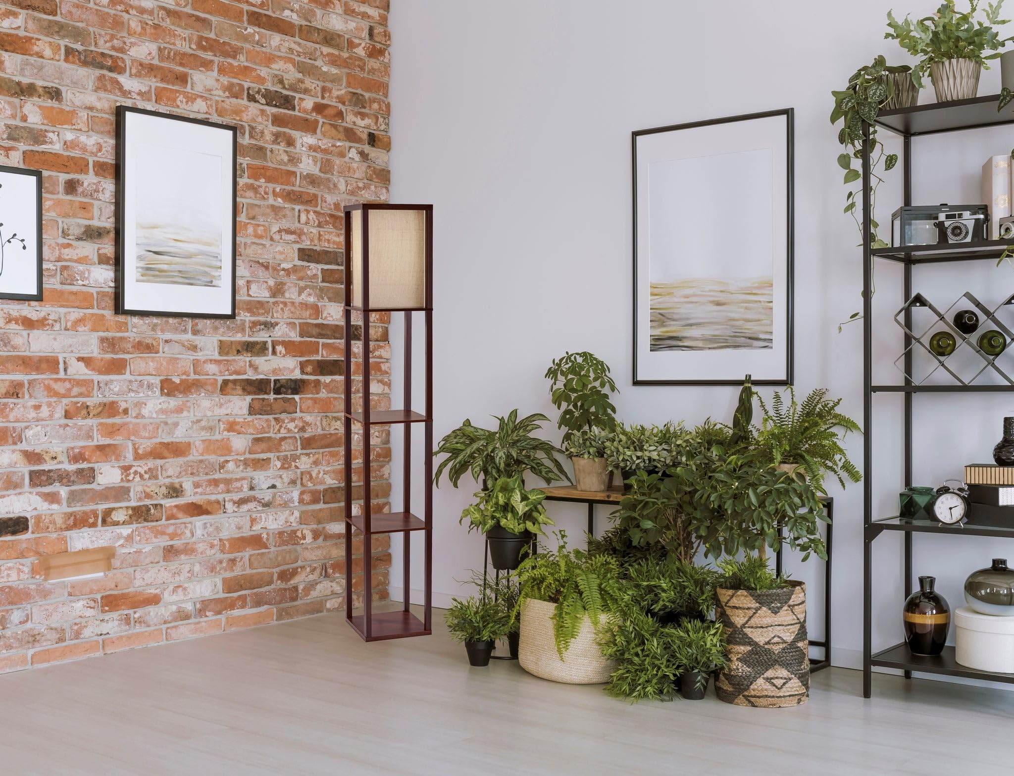 Adesso 3138-01 Wright 63 In. Floor Lamp - Smart Switch Compatible Light Fixtures With Two Storage Shelves. Lighting Accessories , Black