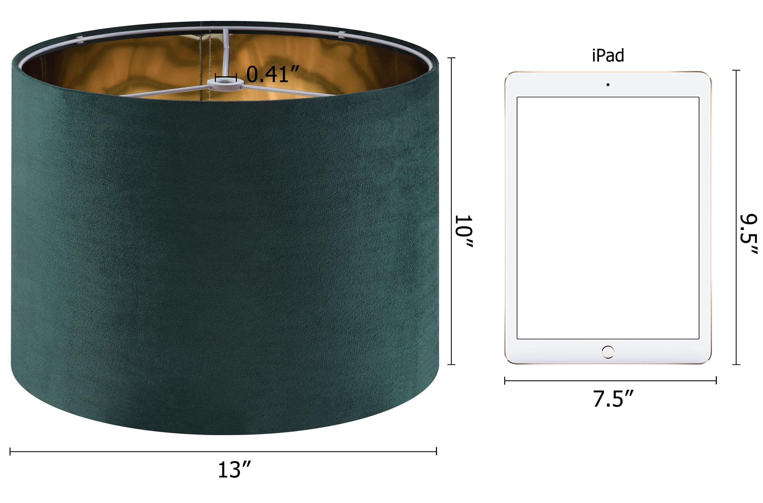 GO&SO Green Velvet Drum Lampshades Set of 2, 13" x 10", Ideal for Table & Floor Lamps, Model G7-11-LV-2