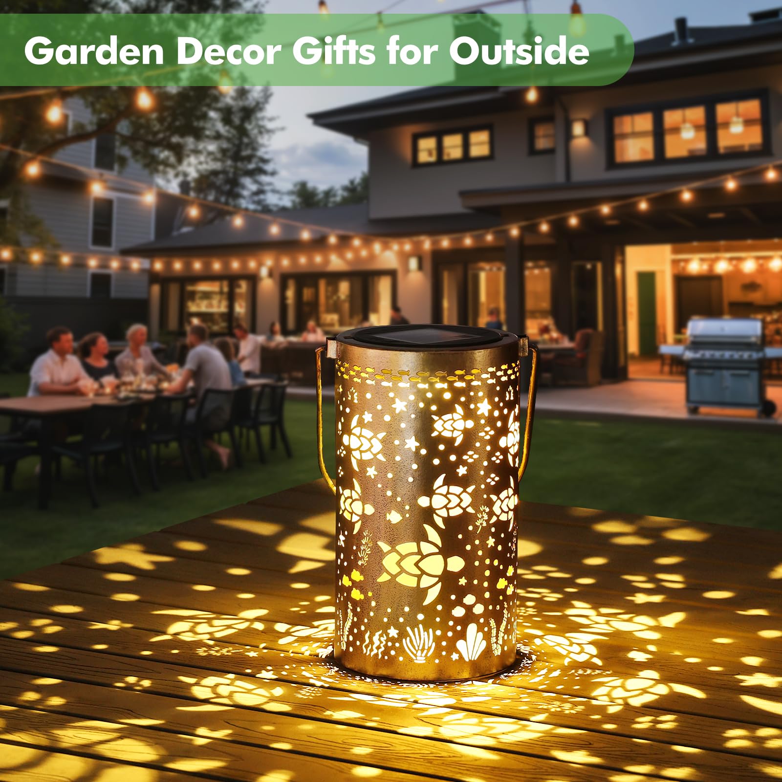 Fabuday Sea Turtle Outdoor Solar Lantern Waterproof - Hanging Solar Power Lights Led For Outside, Garden Decor For Patio, Porch,