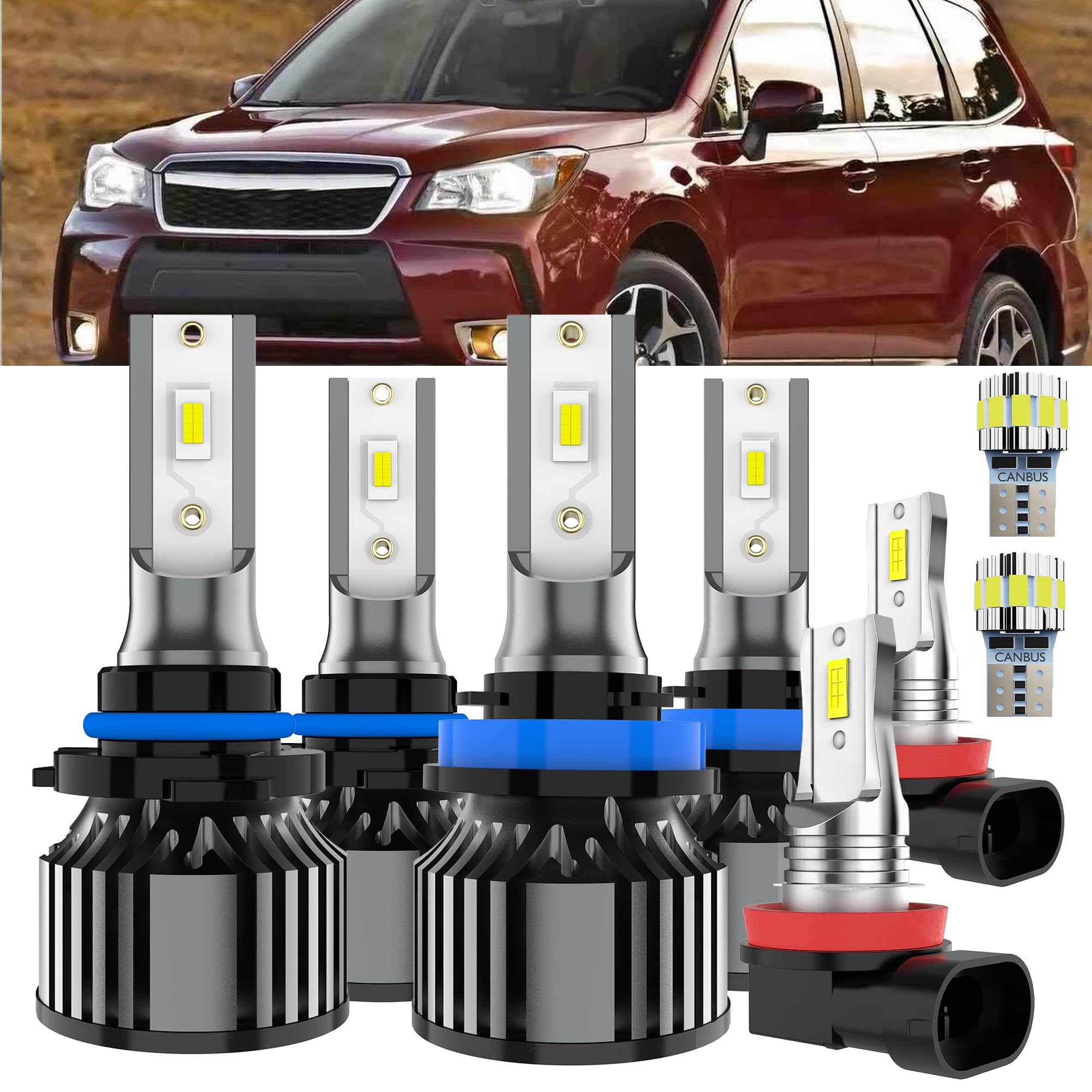 AYOTZIH Bulbs Fit For Subaru Forester 2014 2015 2016 2017 2018, High Beams Low Beams Fog Lights License Plate Lights Combo, 400%