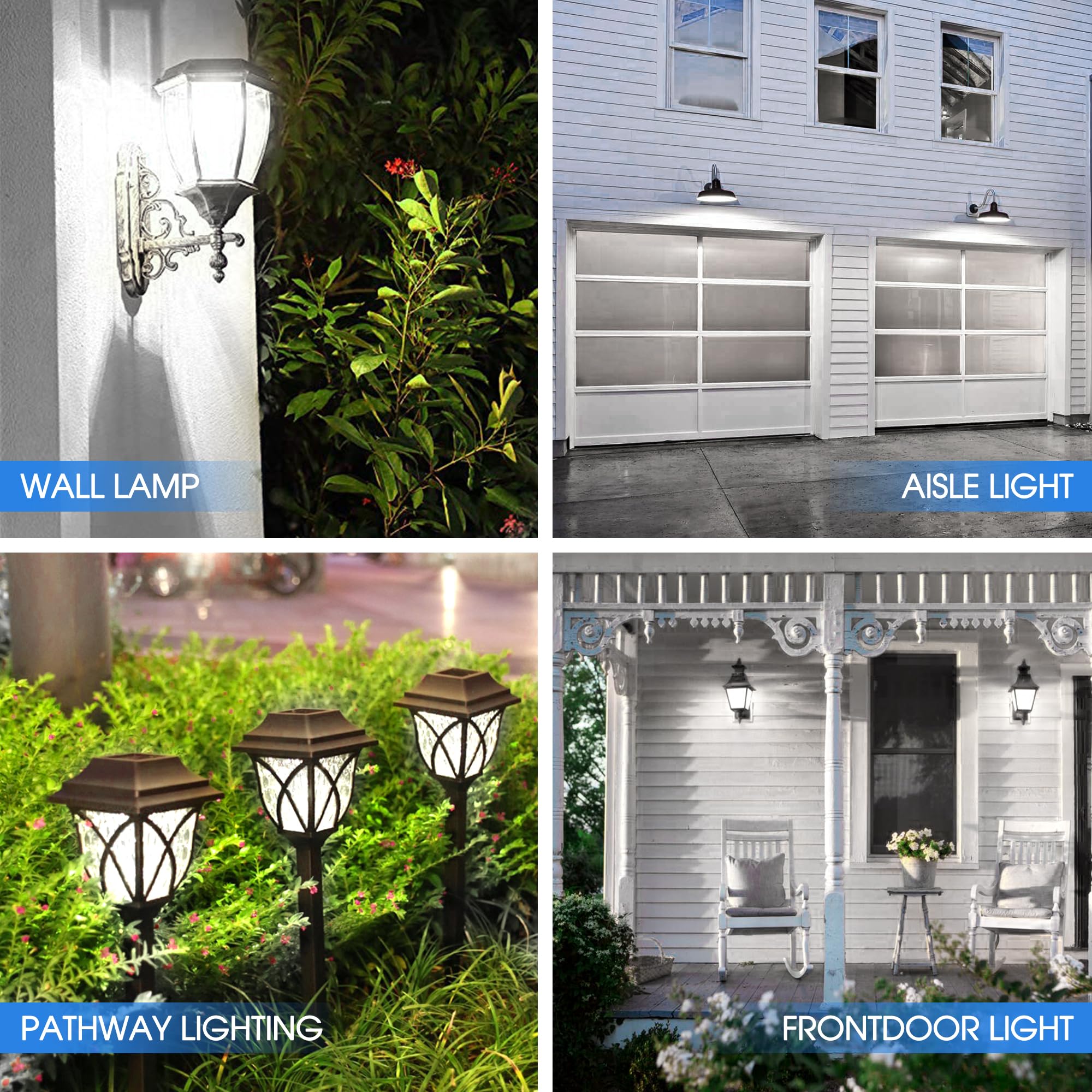 4 Pack Dusk To Dawn Light Bulbs Outdoor  9W(60W Equivalent) 5000K Daylight Bulb  800Lm A19 E26 Automatic On/Off Led Light Bulbs  Dusk To Dawn Led Sensor Photocell Lighting For Porch Garage Patio