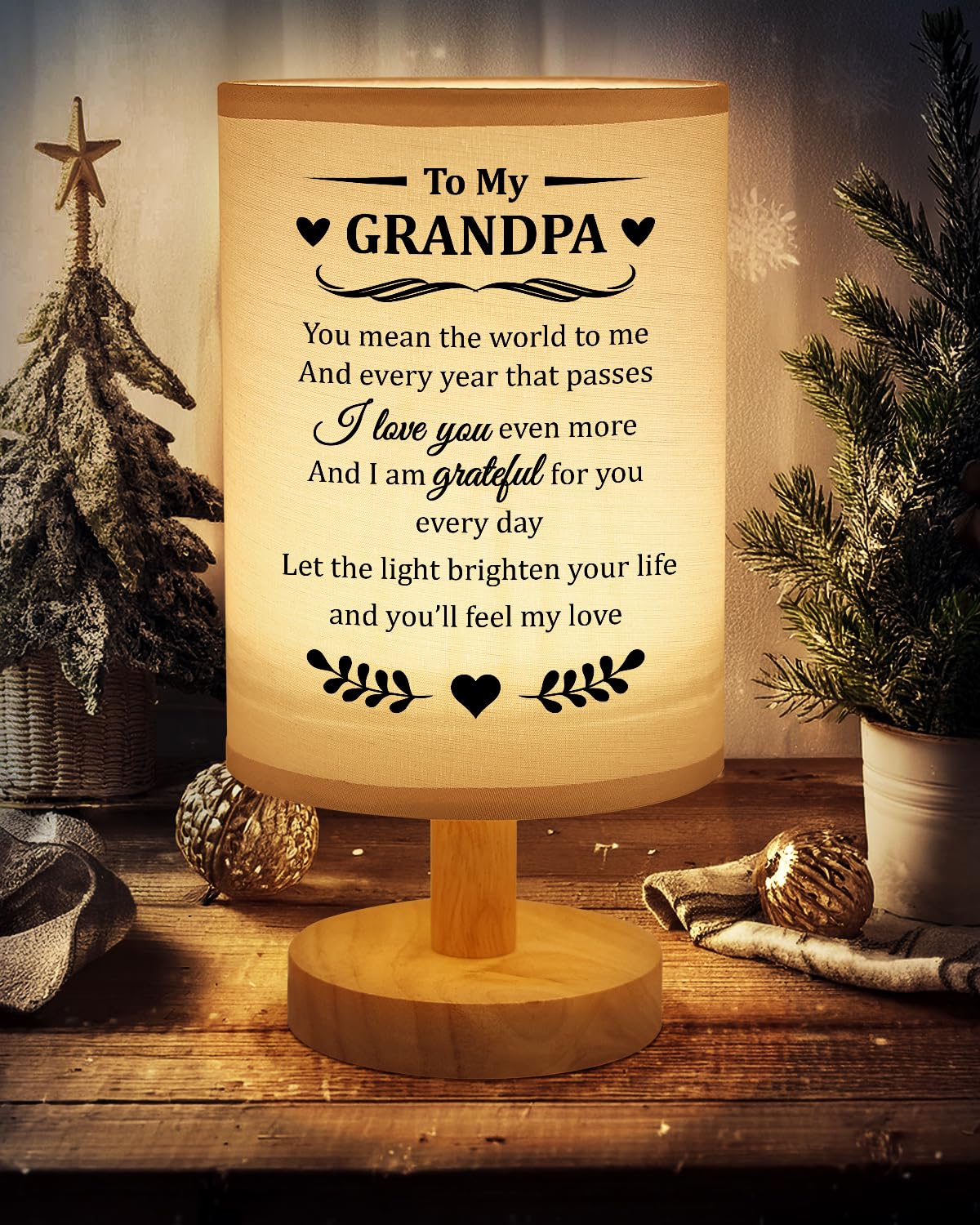 Souhoney Grandpa Gifts For Christmas From Granddaughter Grandson  Table Bedside Lamp Decor For Birthday  Grandpa Gifts Who Have Everything - Fabric Lamps Gray