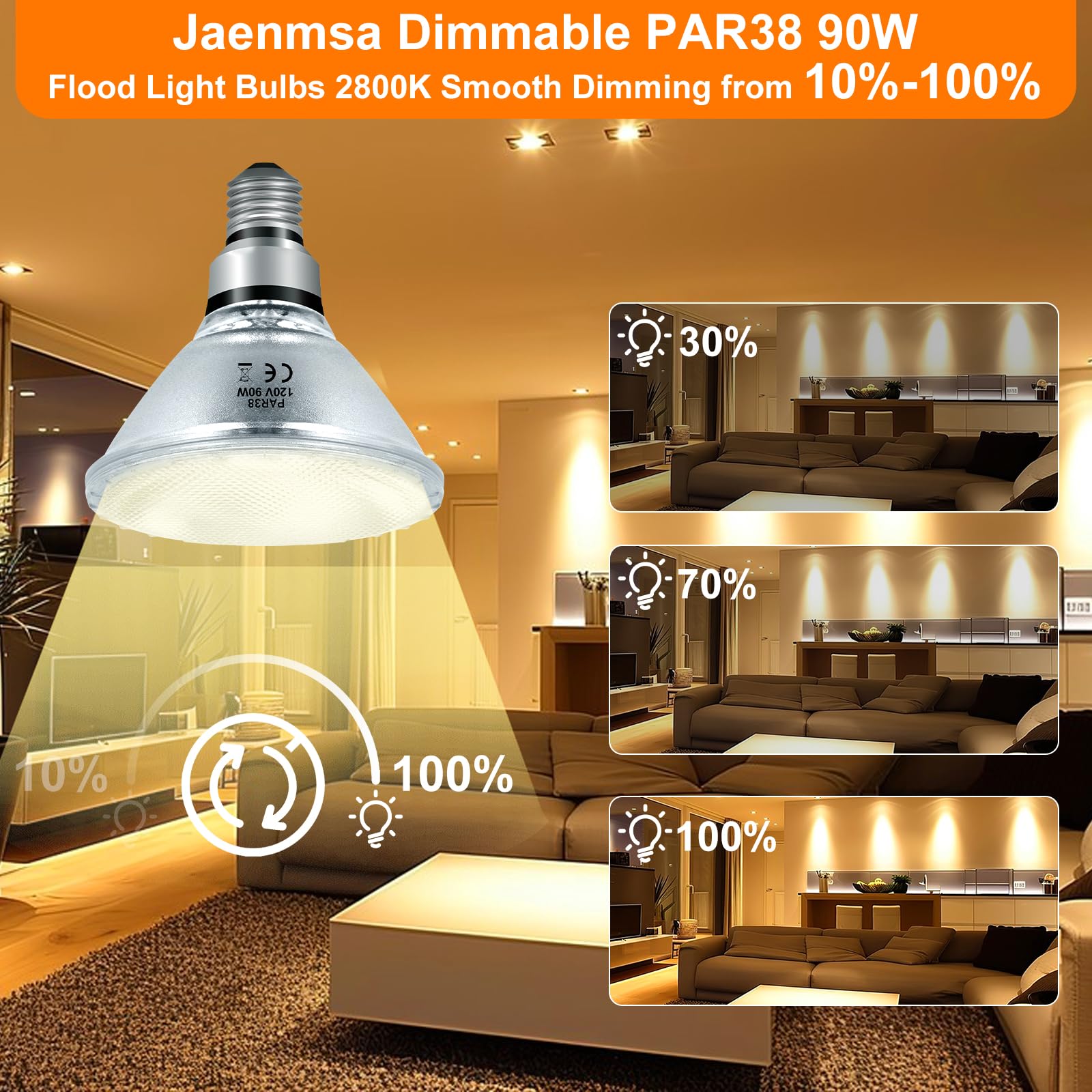 Jaenmsa Par38 Halogen Flood Light Bulbs 90W 120V, Par38 Halogen Light Bulbs 8 Pack For Indoor And Outdoor Floodlight Bulbs Par38