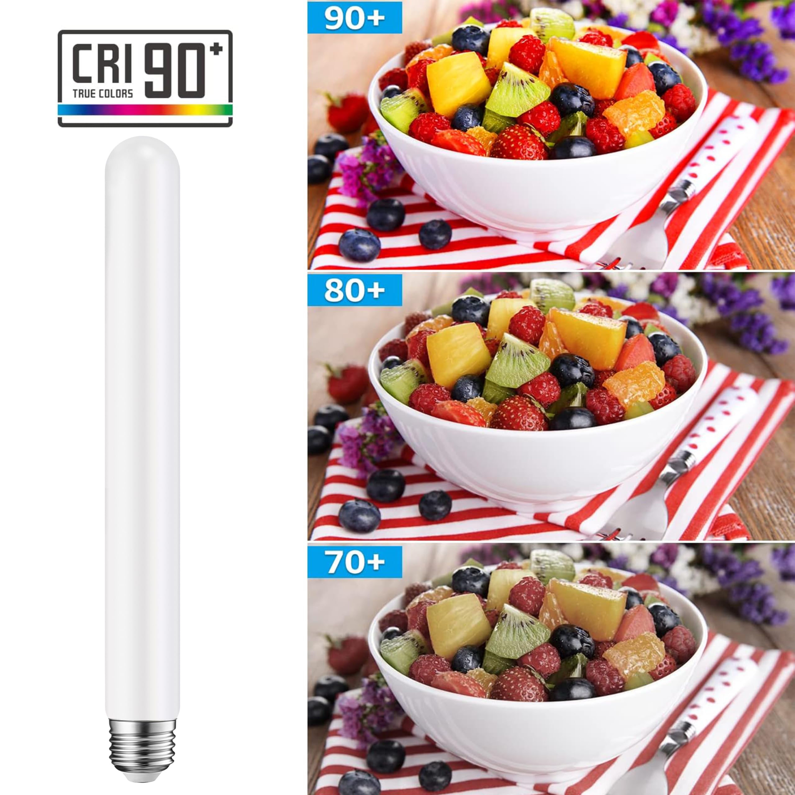 Leools LED Light T10 12W Dimmable Tubular E26 Edison Bulb 11.8inch 4000K Neutral White, 4 Packs, CRI90+, 600