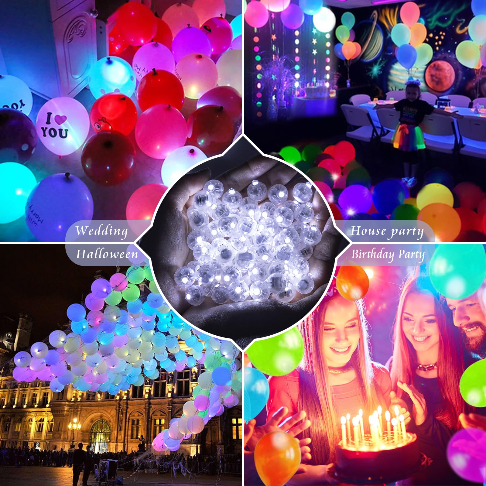 Chzk 200Pcs Balloon Lights Cool White Mini Led Lights Round Long Standby Time Multicolor Ball Lamps Paper Lantern Balloon Liamps