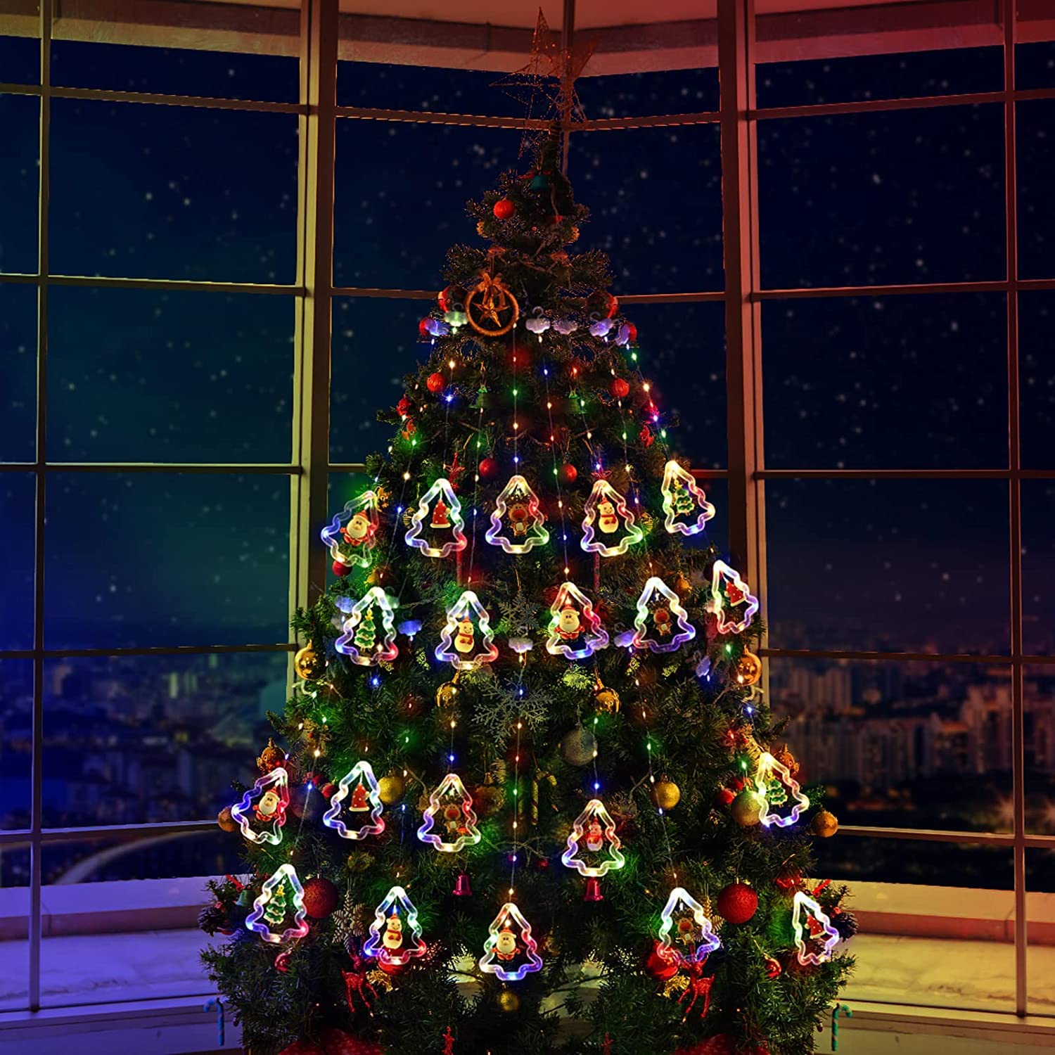 Aodini Christmas Lights, 120 Led Lights 9.84 Feet Long Christmas Decorations Lights, With Flashing Bubble Lights,10 Cute Round Lights, Extendable For Indoor, Outdoor (Warm White)