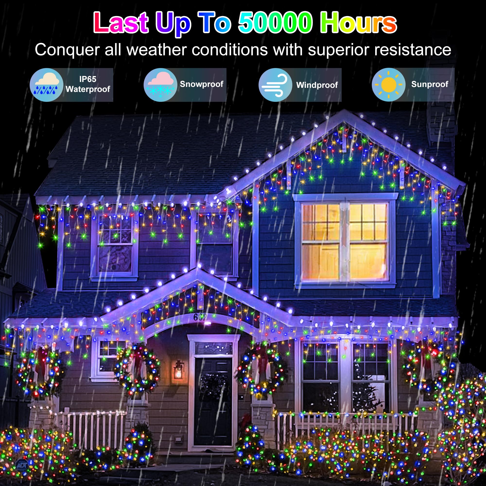 1620 Led Christmas Outdoor Lights With 360 Drops, 164Ft Hanging Curtain Lights With 8 Modes Timer & Memory, Waterproof Christmas