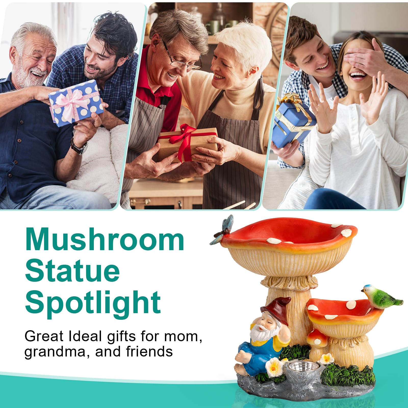 Zqqlite Solar Gnome Statues Figurine Lights - Garden Lighting Outdoor Decorations  Gnome Sleeping Under Mushroom  Yard Art Lawn Ornaments For Porch Patio Balcony - Gnome Gifts For Women Mom