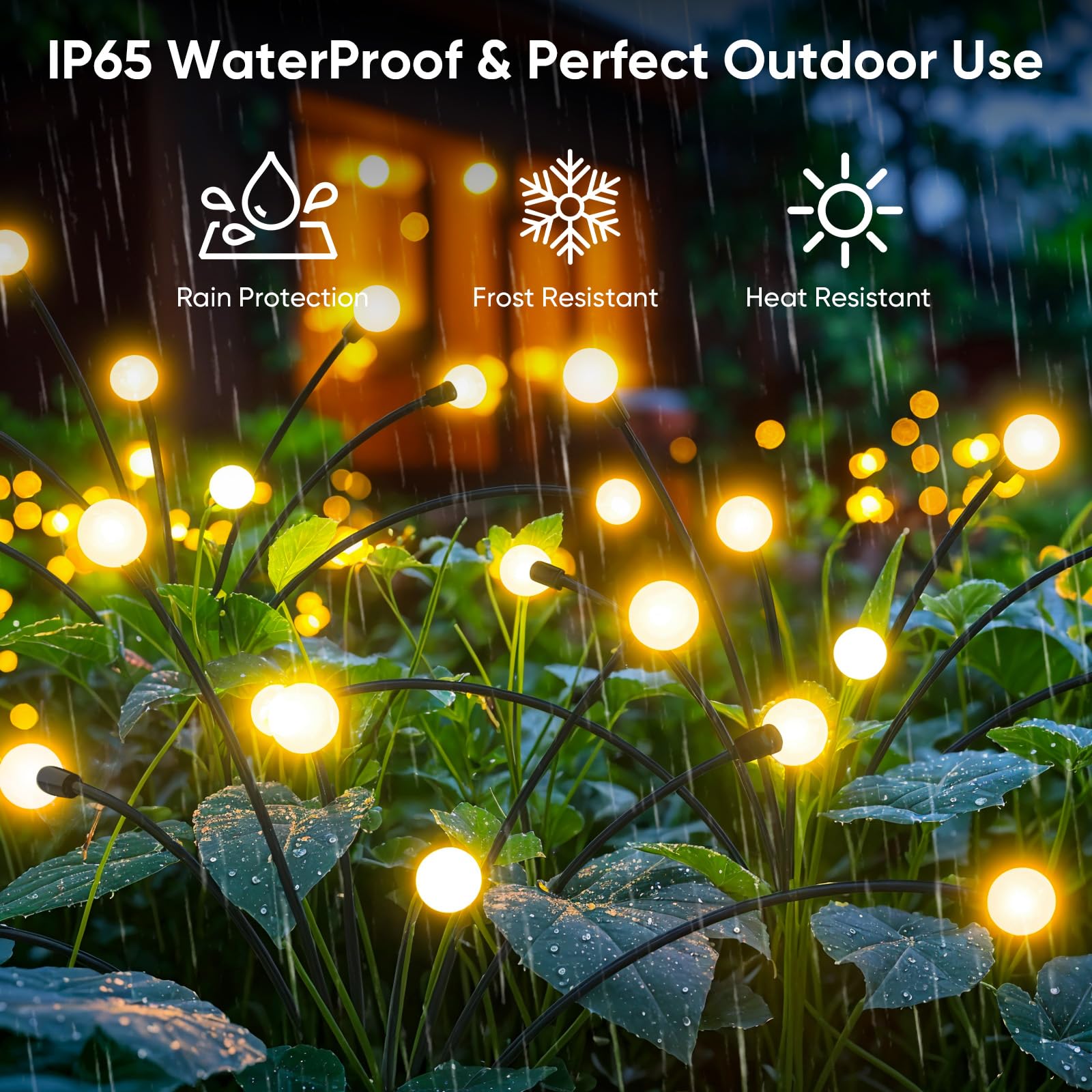 Nfever Solar Lights Outdoor Garden Decor - 4 Pack Warm White Led Firefly Lights For Yard Pathway