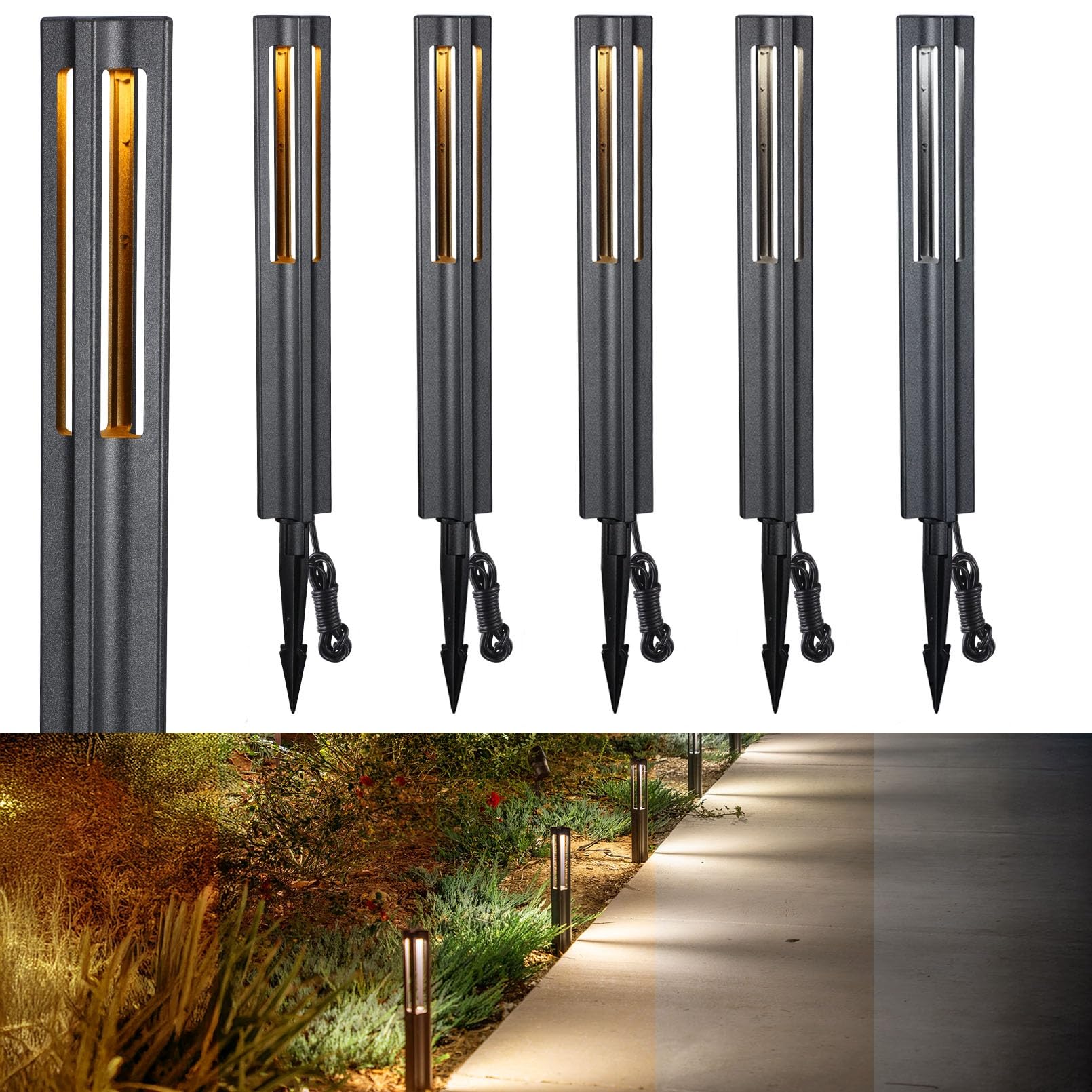 Leonlite 5Cct Low Voltage Path Lights, 1800K2700K3000K4000K5000K Selectable, 3W Led Landscape Pathway Lights, Outdoor Landscape