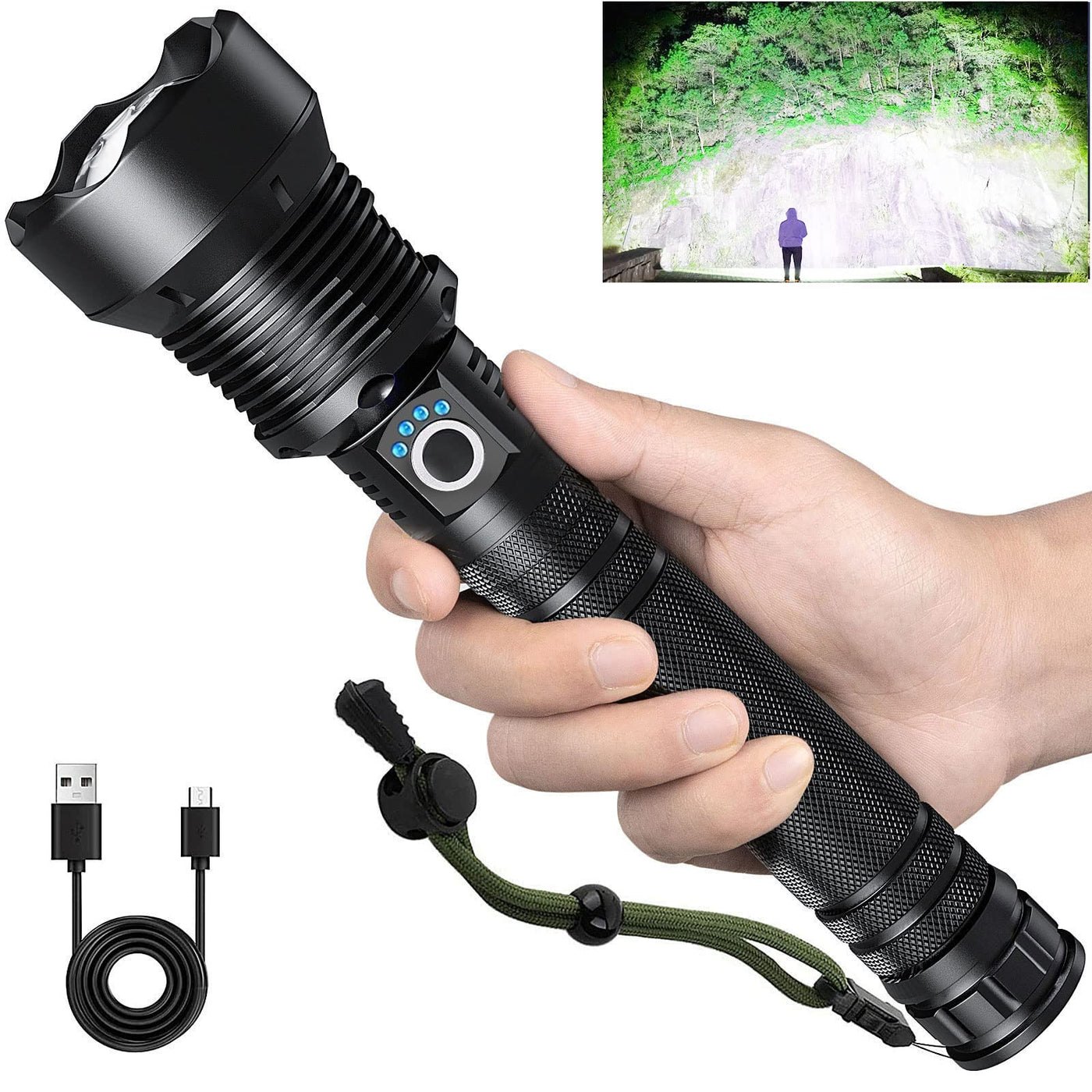 brightest flashlight rechargeable Lylting 990,000 Lumens Rechargeable LED Flashlight
