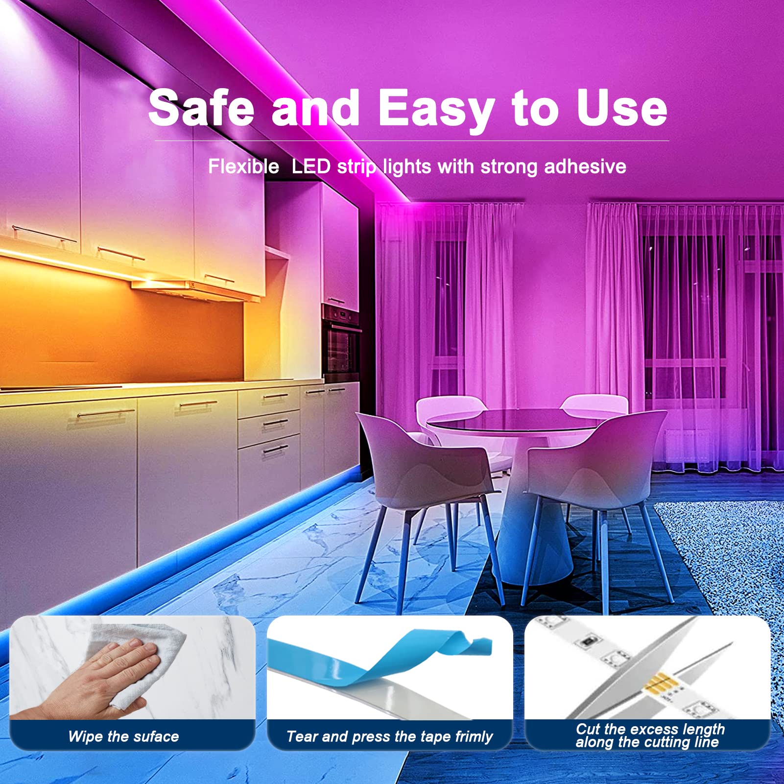 Battery Powered Led Strip Lights Rgb, 60 Led 5050 Color Changing Tv Backlights With 28-Key Remote Control, Cuttable Outdoor Strip Lights 6.6 Ft Self-Adhesive Diy Lights For Skcteboard Bedroom Decor