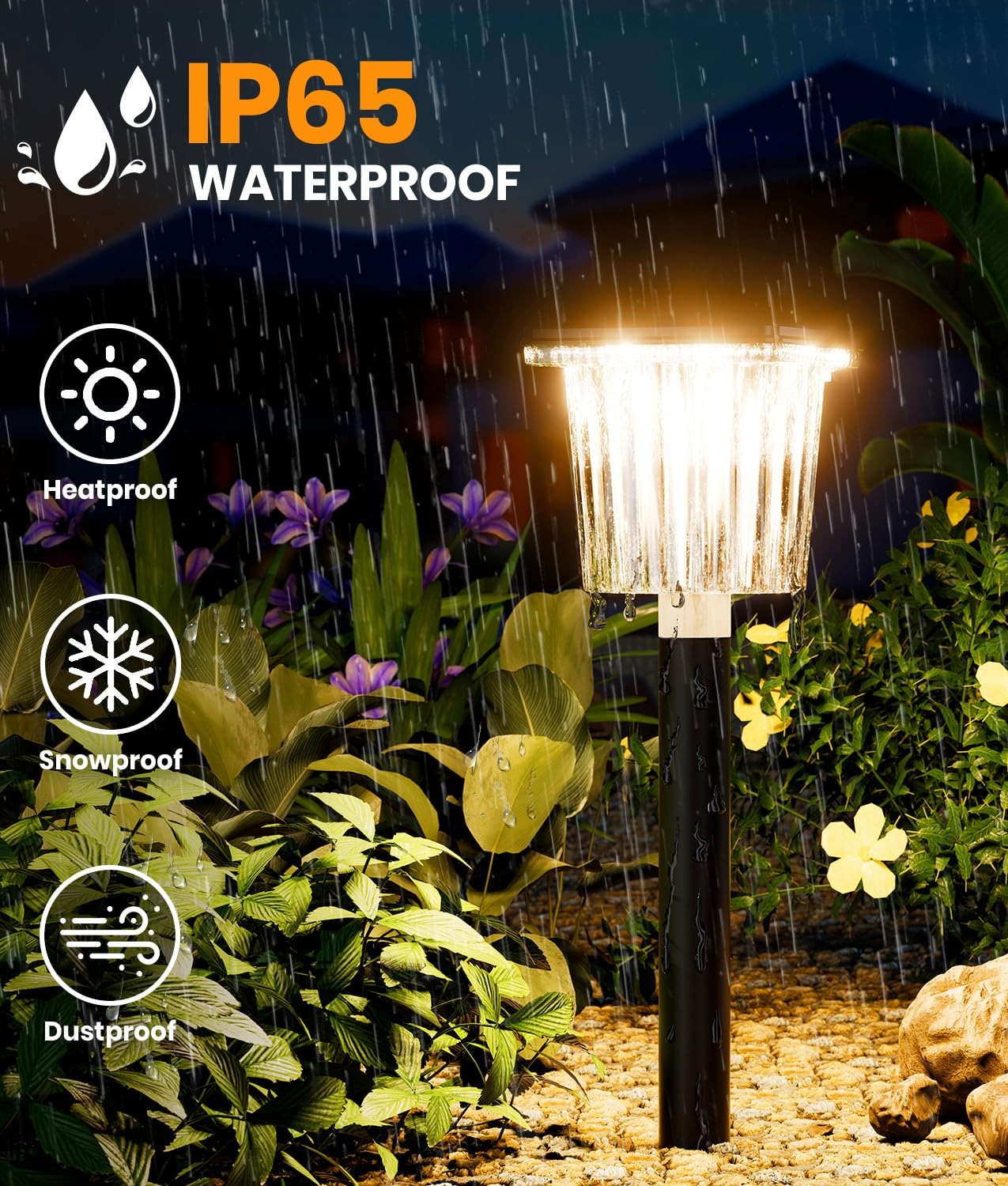 ALFIOT Solar Path Lights, Waterproof IP65, Adjustable Warm & Cool White, 6 Pack, Obsidian Black, Durable ABS Material for Outdoor Landscape