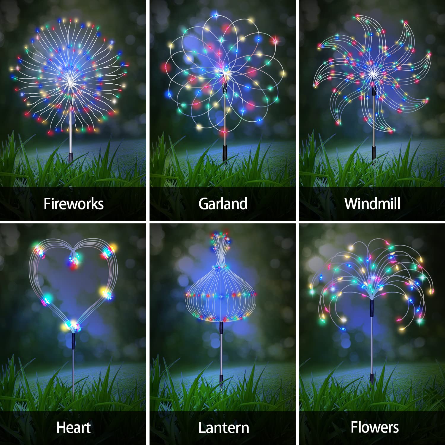 6 Pack Solar Garden Lights, Firework Lights, Decorative, 8 Lighting Modes With Remote 120 Led Twinkling Waterproof Landscape Outdoor Decor, For Pathway Backyard Walkway Patio(Colorful)