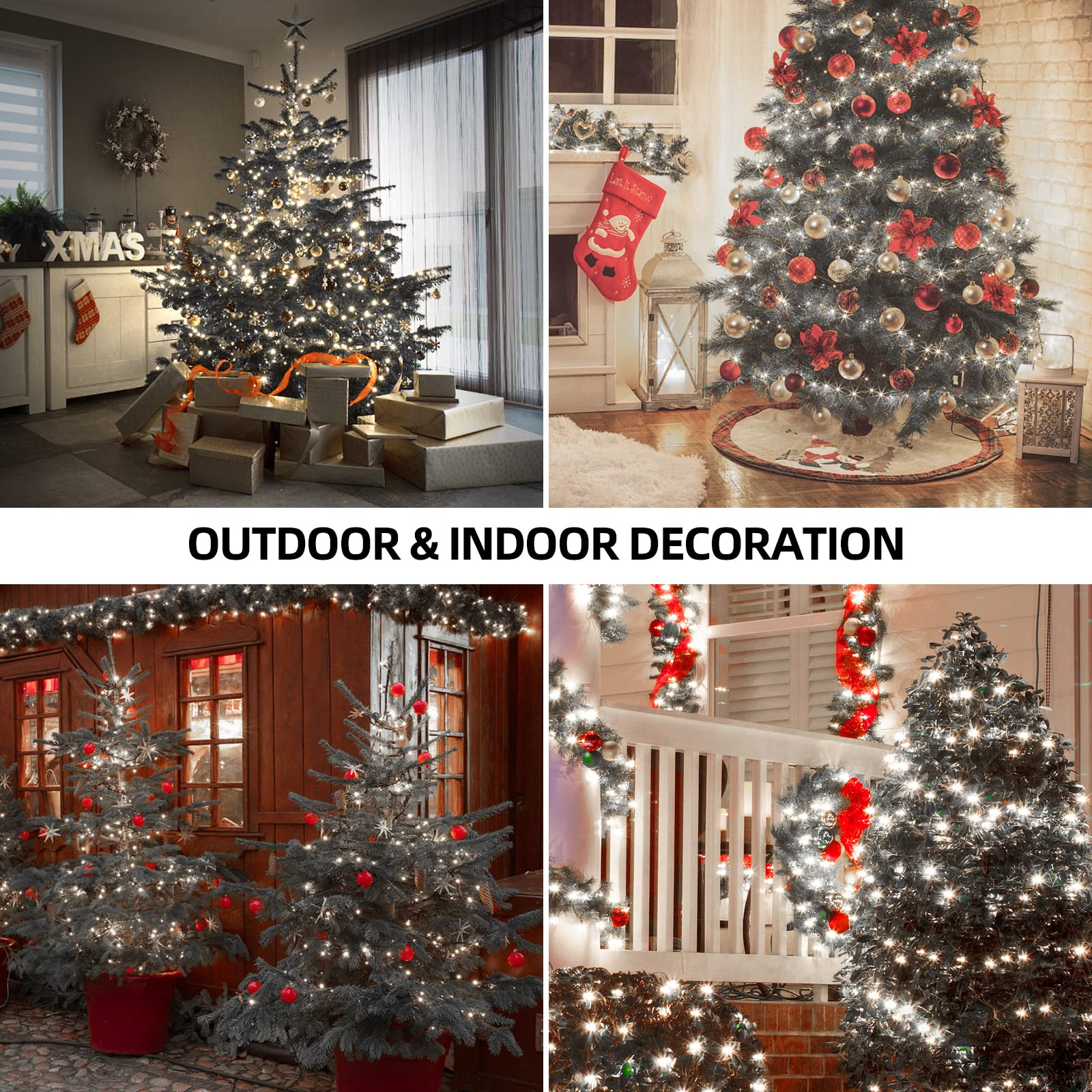 Outylts 1000 Led 328Ft 8 Modes With Timer Christmas String Lights Ip55 Outdoor Waterproof Ul Certificated Indoor Fairy Lights Garden Patio Wedding Christma Trees Parties Decoration White Light