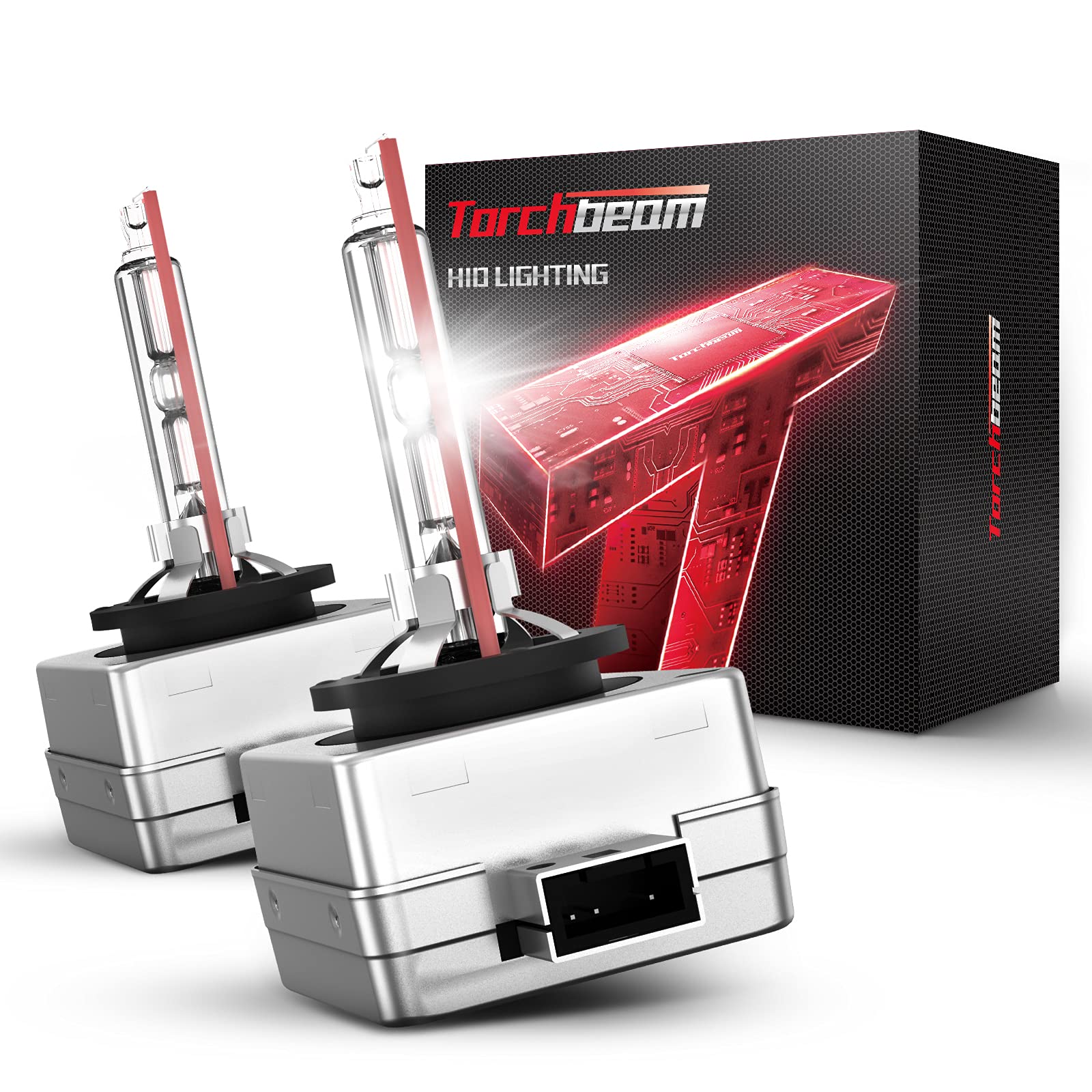 Torchbeam D1S D1R HID Headlight Bulbs, 400% Brightness, 6000K Diamond White Xenon Headlight Bulbs, Metal Snap Ring and Base, 5 M